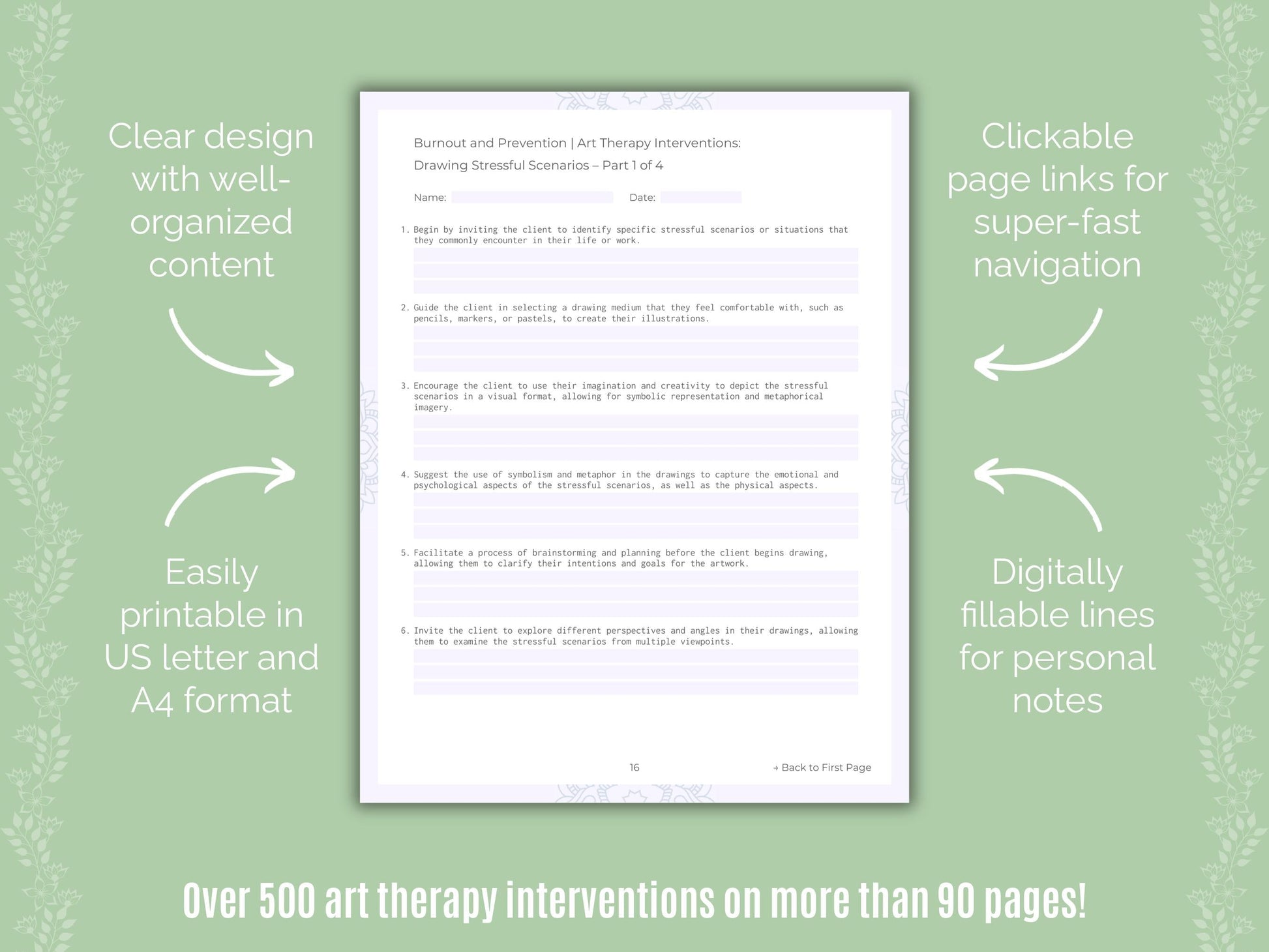 Burnout and Prevention Art Therapy Counseling Templates