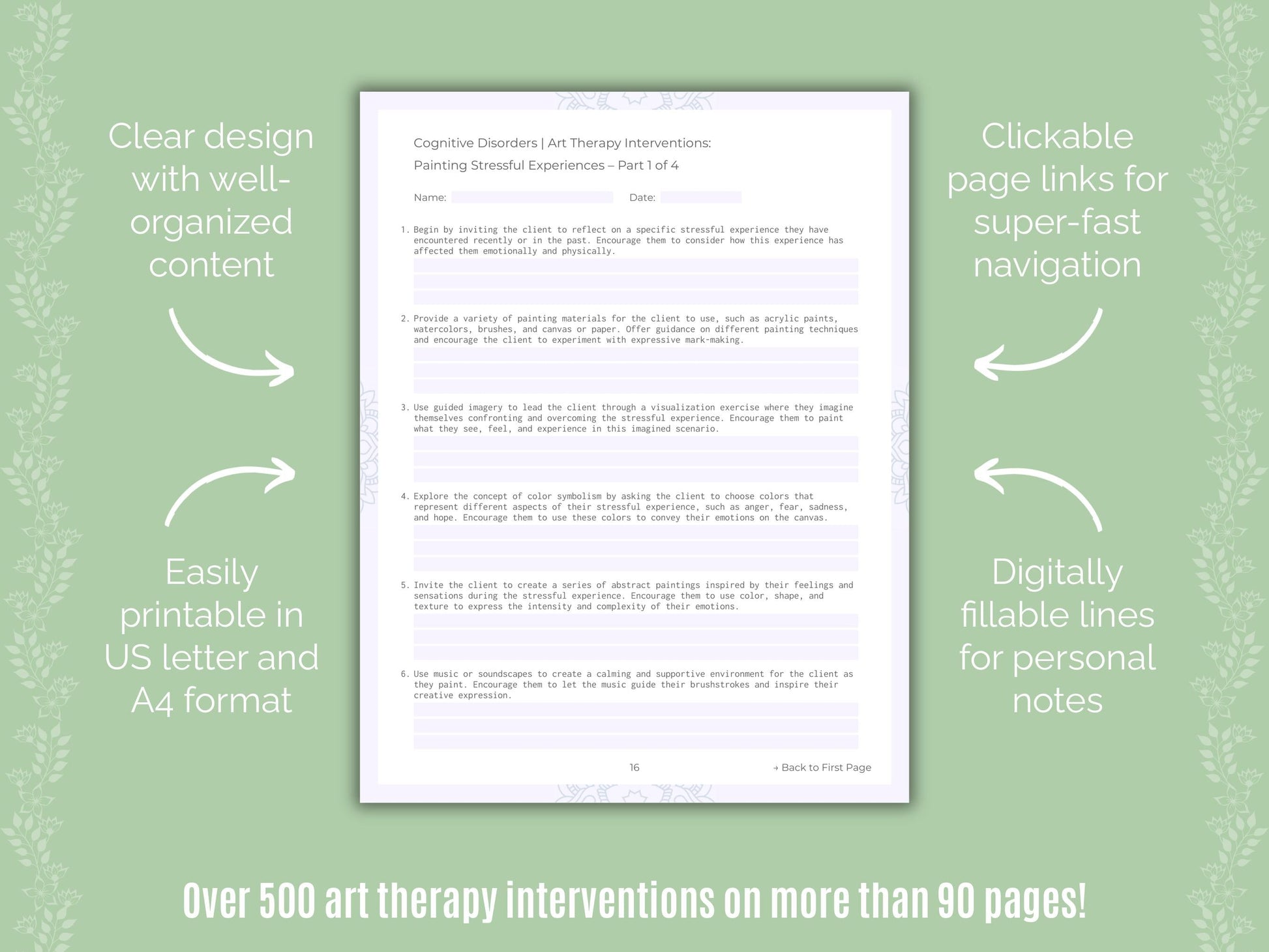 Cognitive Disorders Art Therapy Counseling Templates