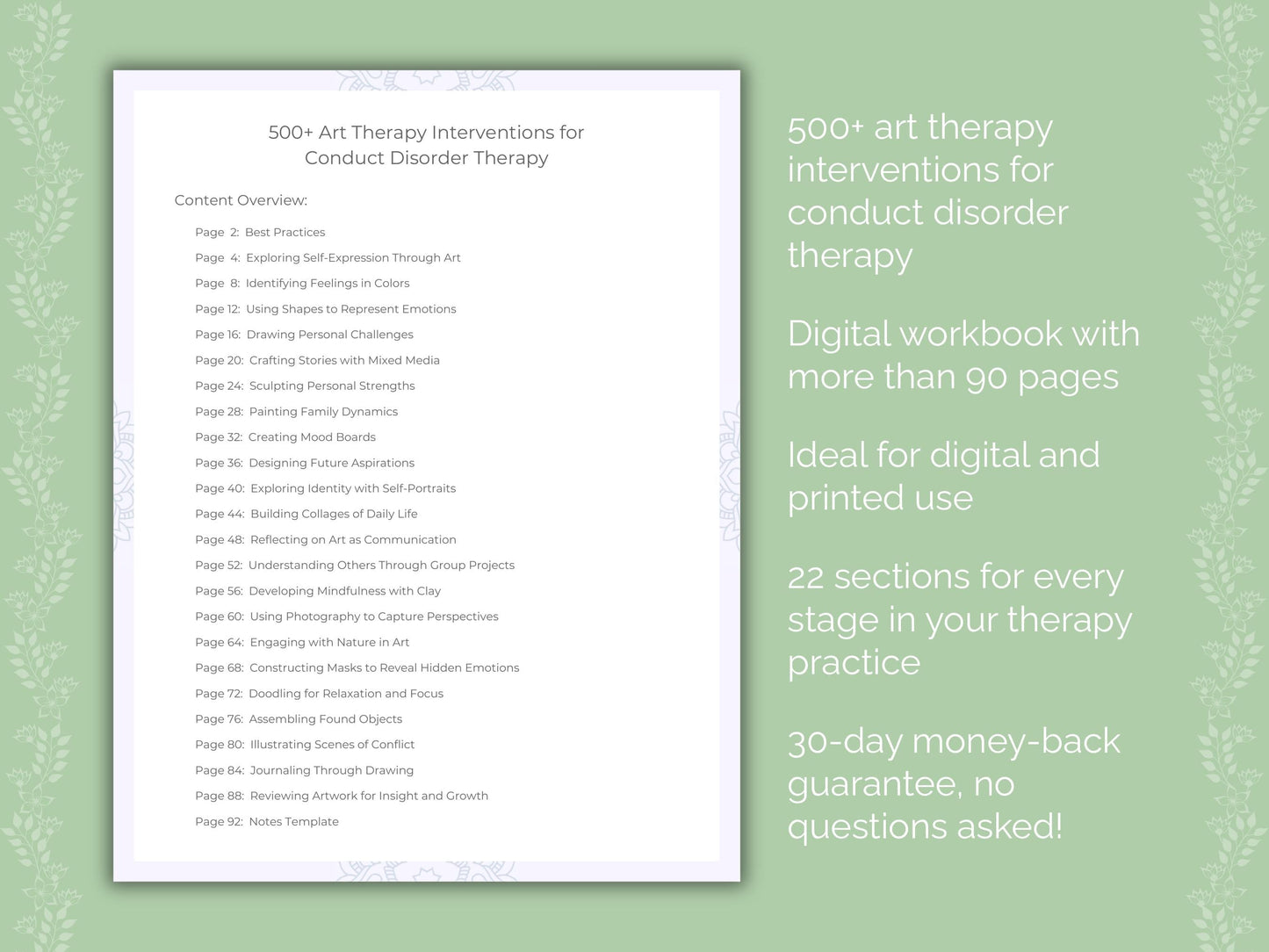 Conduct Disorder Art Therapy Therapist Worksheets