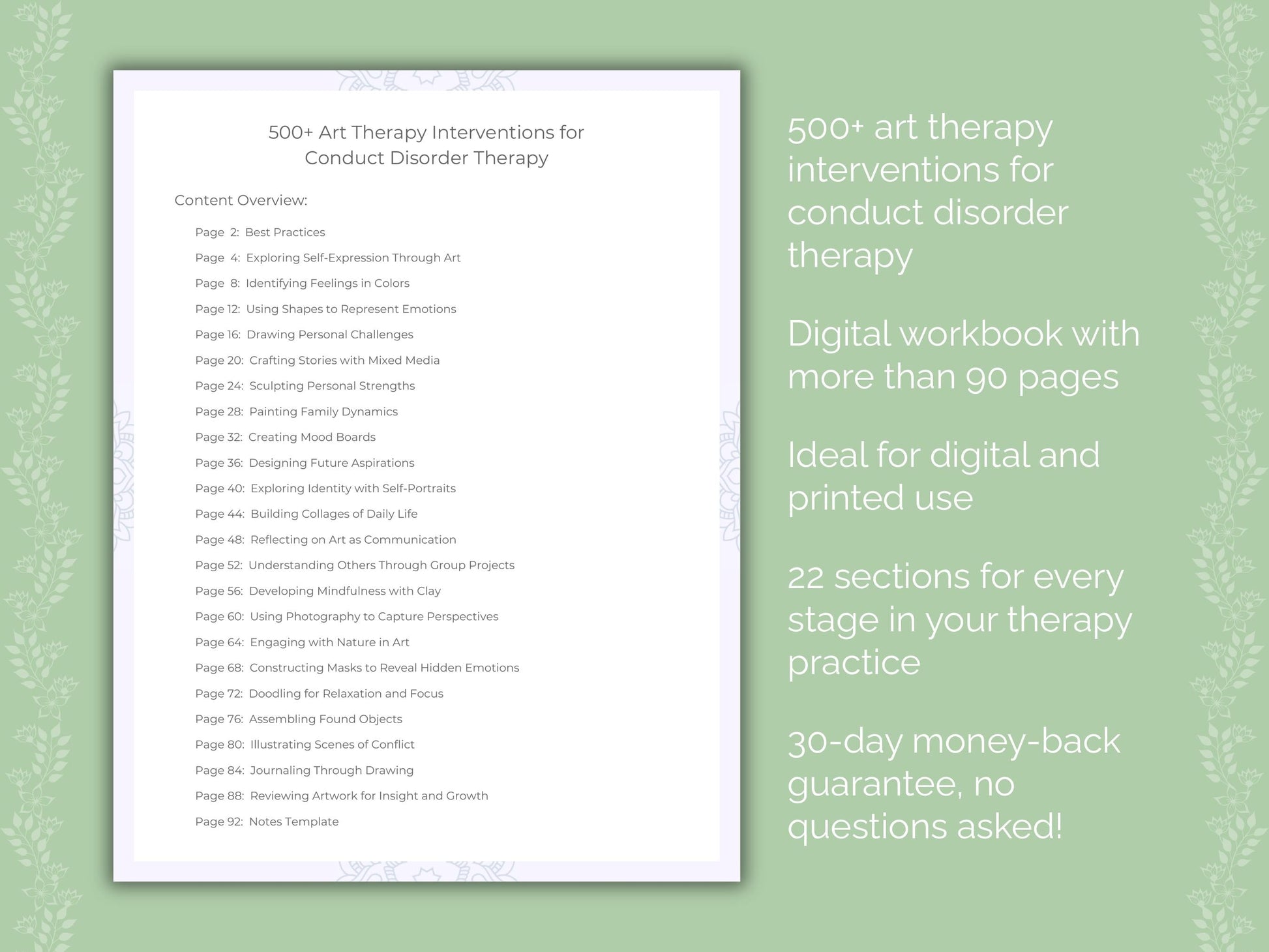 Conduct Disorder Art Therapy Therapist Worksheets