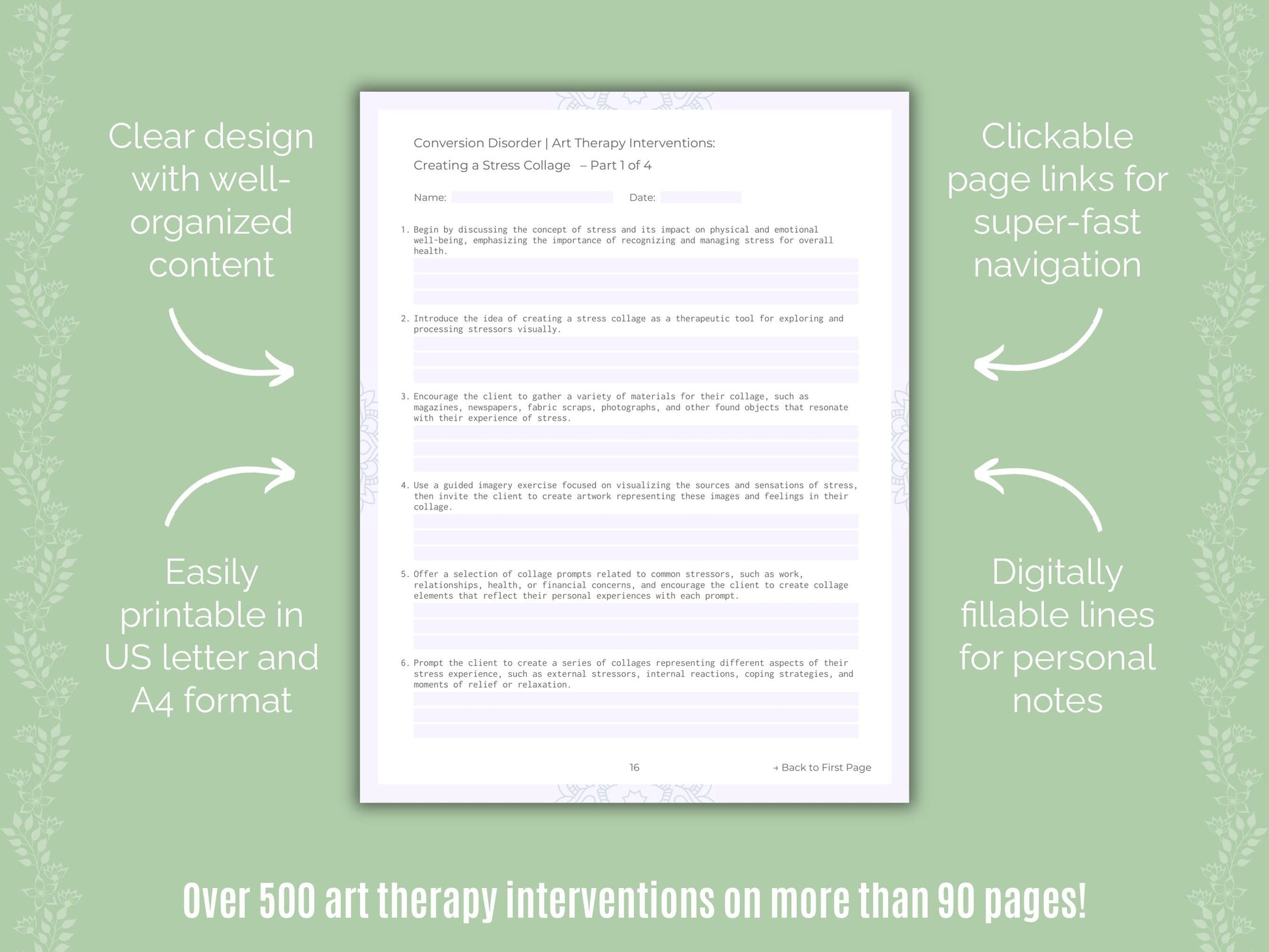 Conversion Disorder Art Therapy Counseling Templates