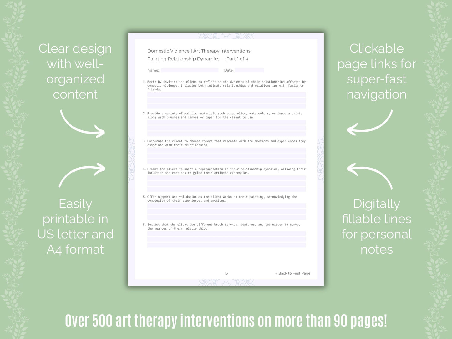 Domestic Violence Art Therapy Counseling Templates