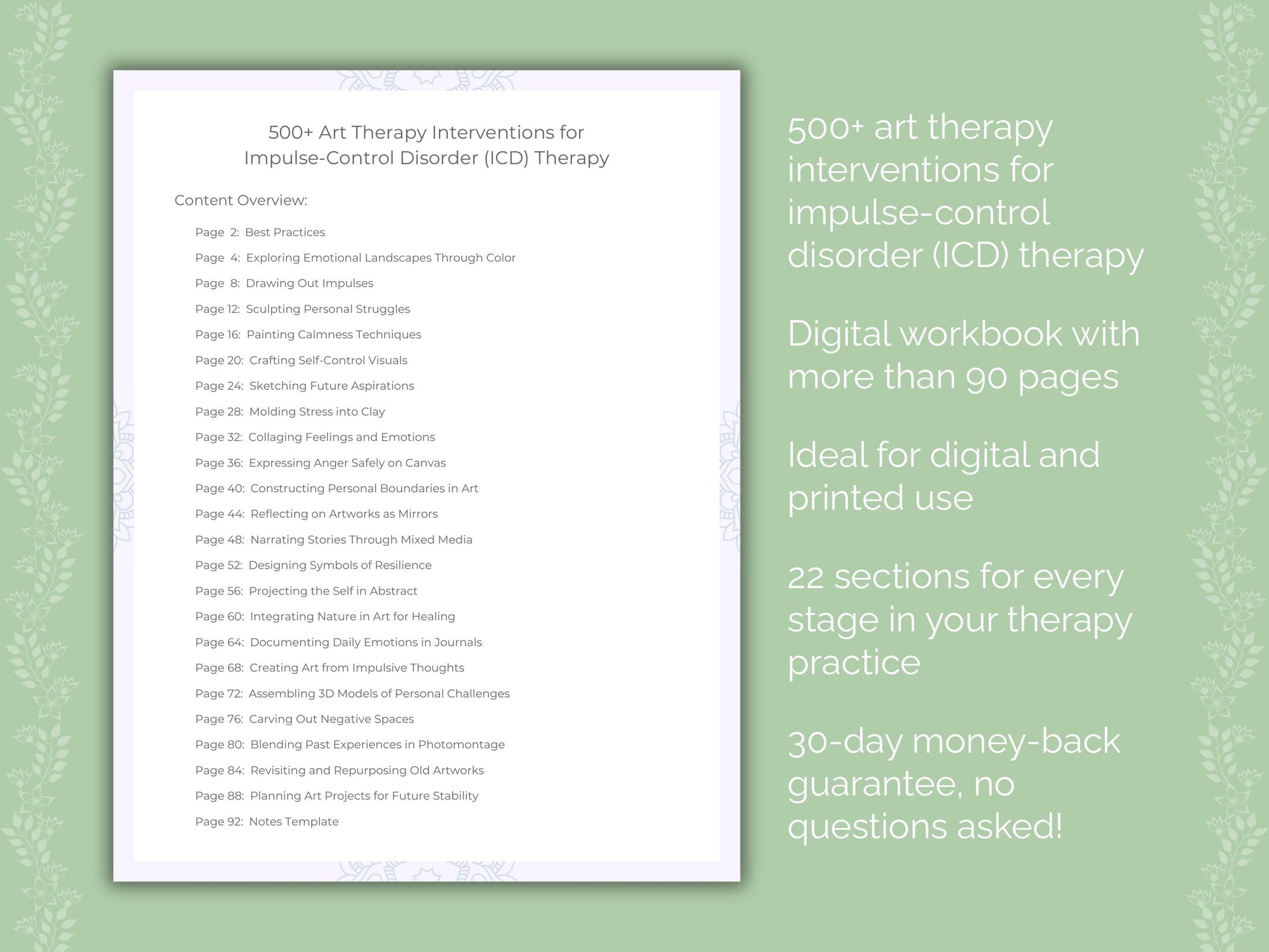 Impulse-Control Disorder (ICD) Art Therapy Therapist Worksheets
