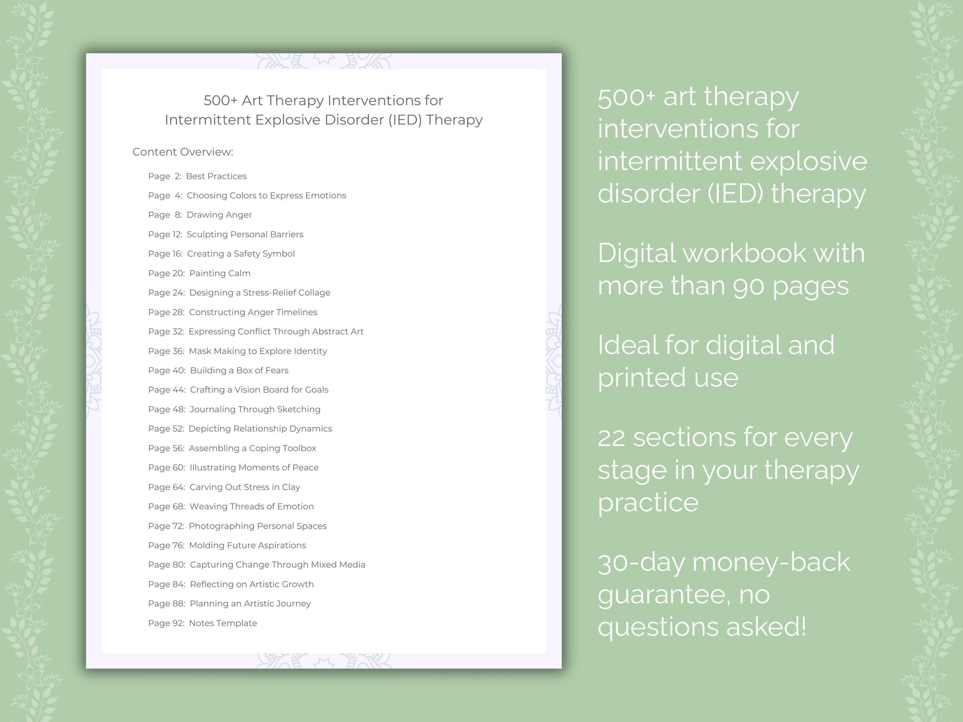 Intermittent Explosive Disorder (IED) Art Therapy Therapist Worksheets