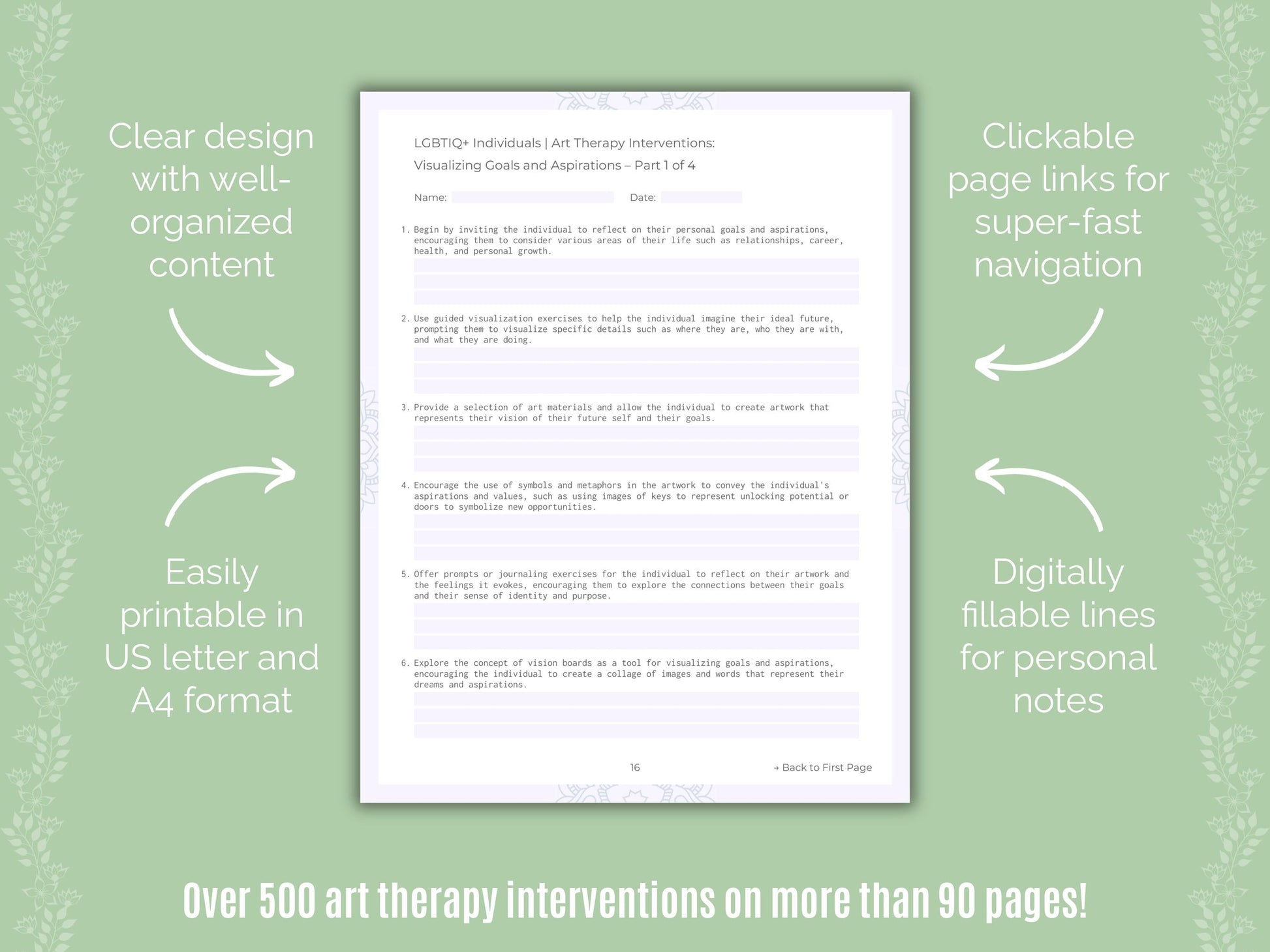 LGBTIQ+ Individuals Art Therapy Counseling Templates