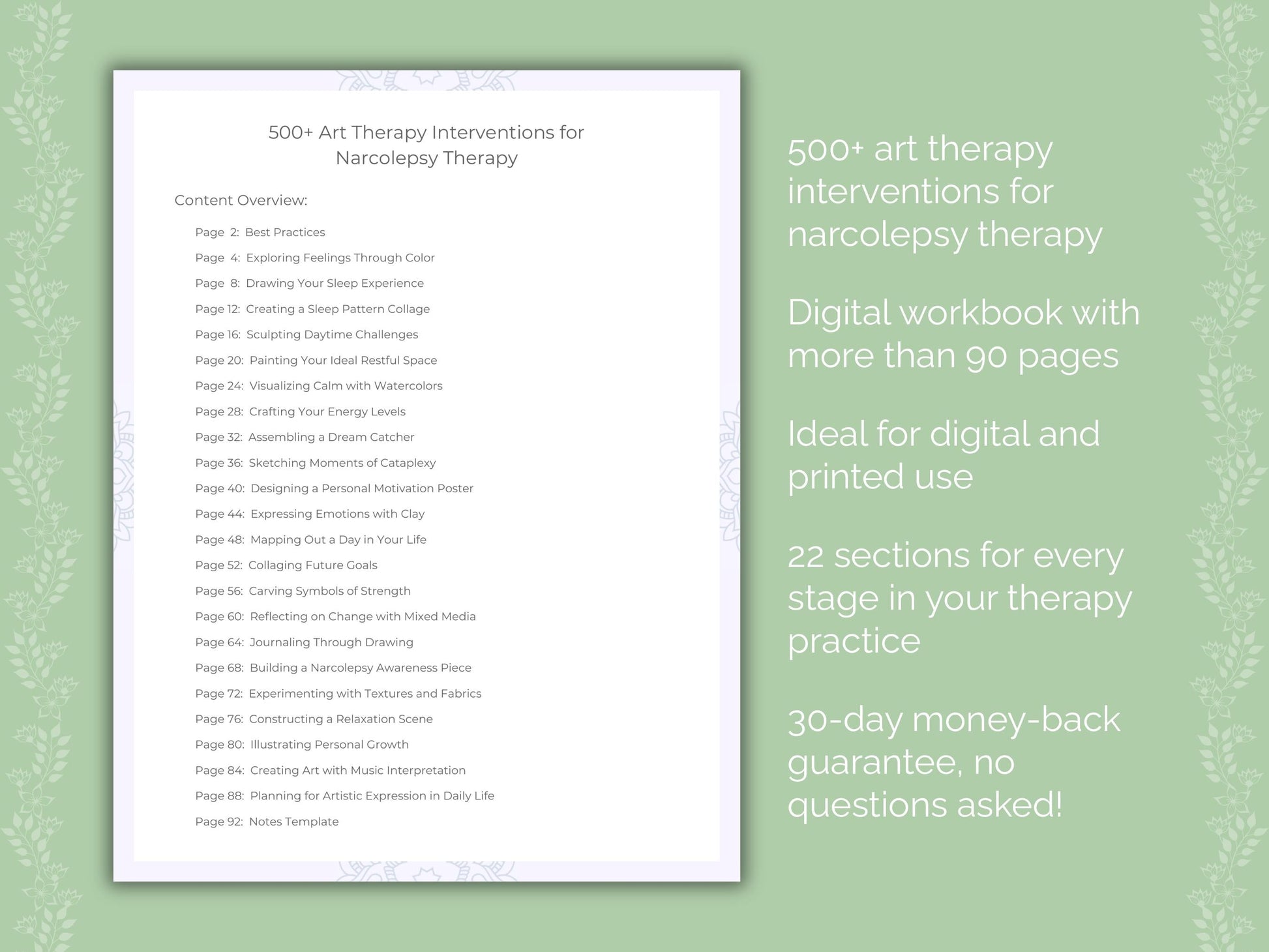 Narcolepsy Art Therapy Therapist Worksheets