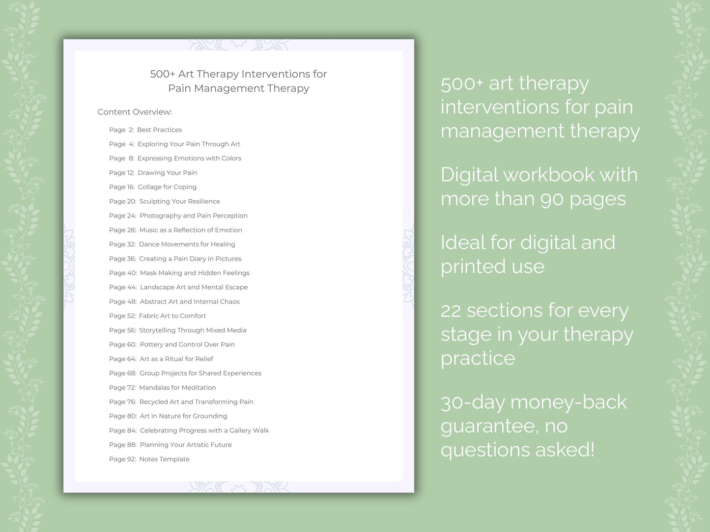 Pain Management Art Therapy Therapist Worksheets