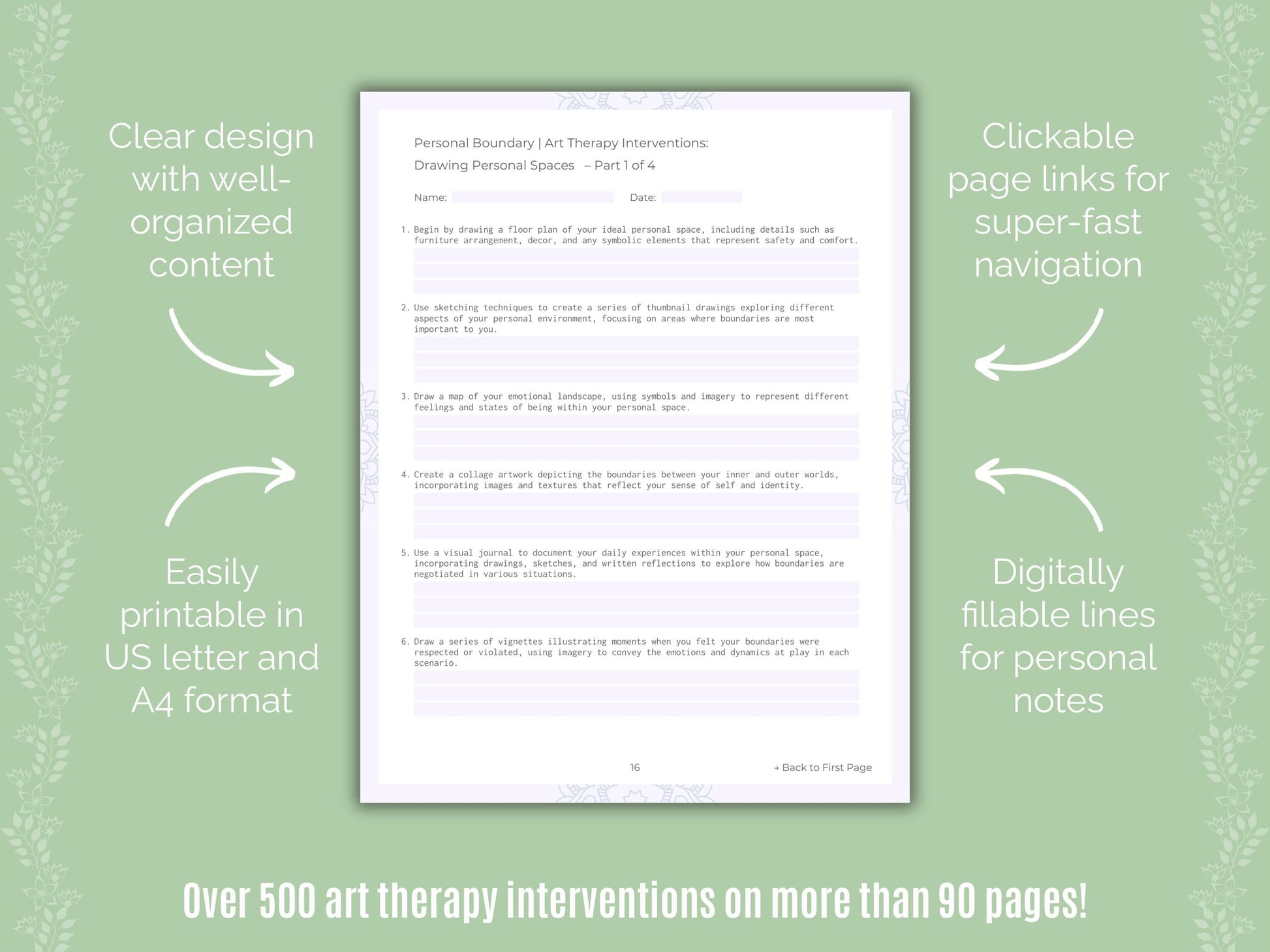 Personal Boundary Art Therapy Counseling Templates