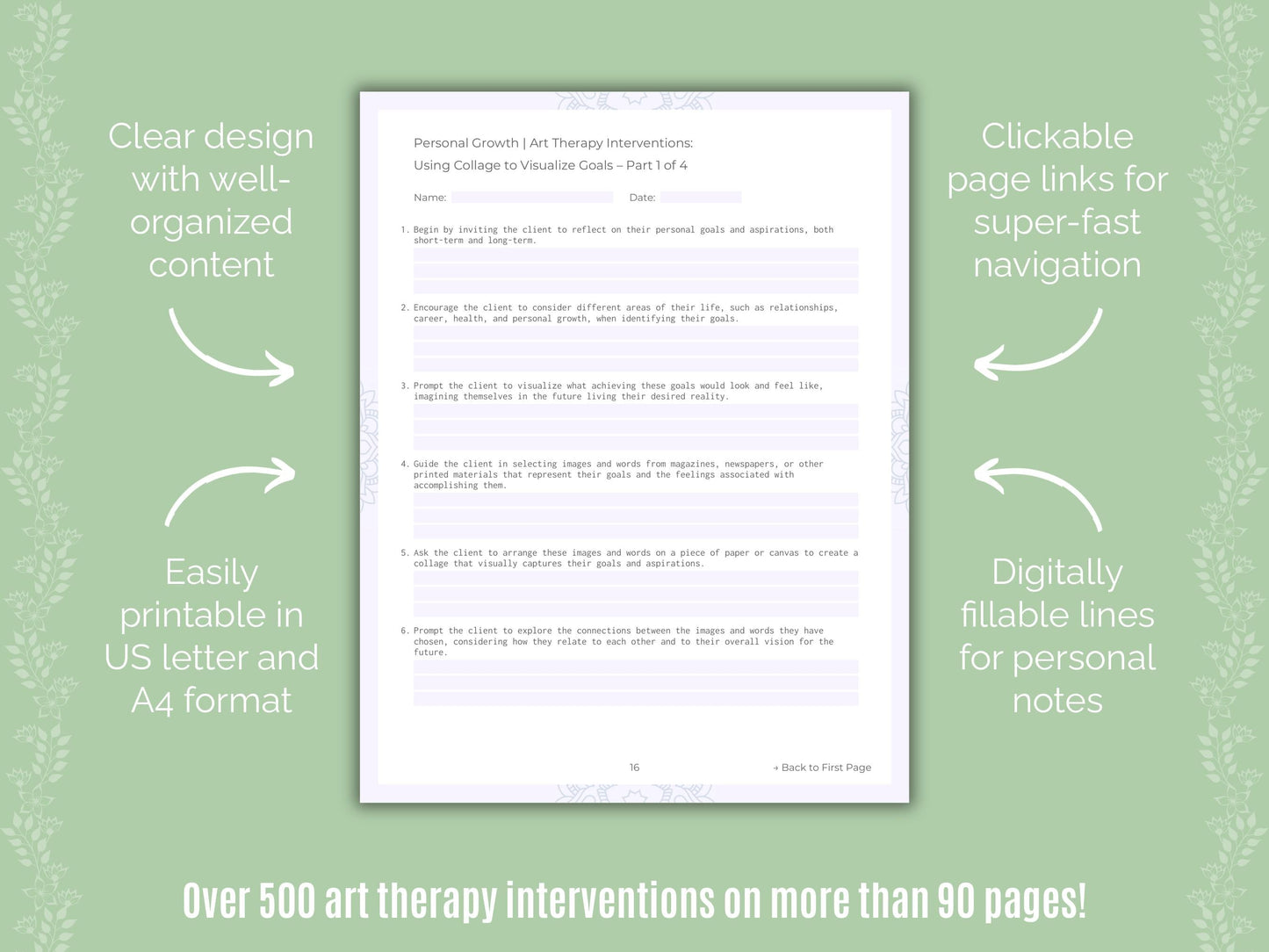 Personal Growth Art Therapy Counseling Templates