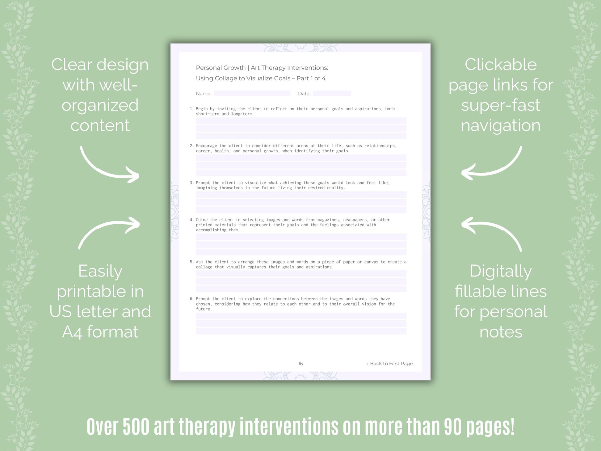 Personal Growth Art Therapy Counseling Templates