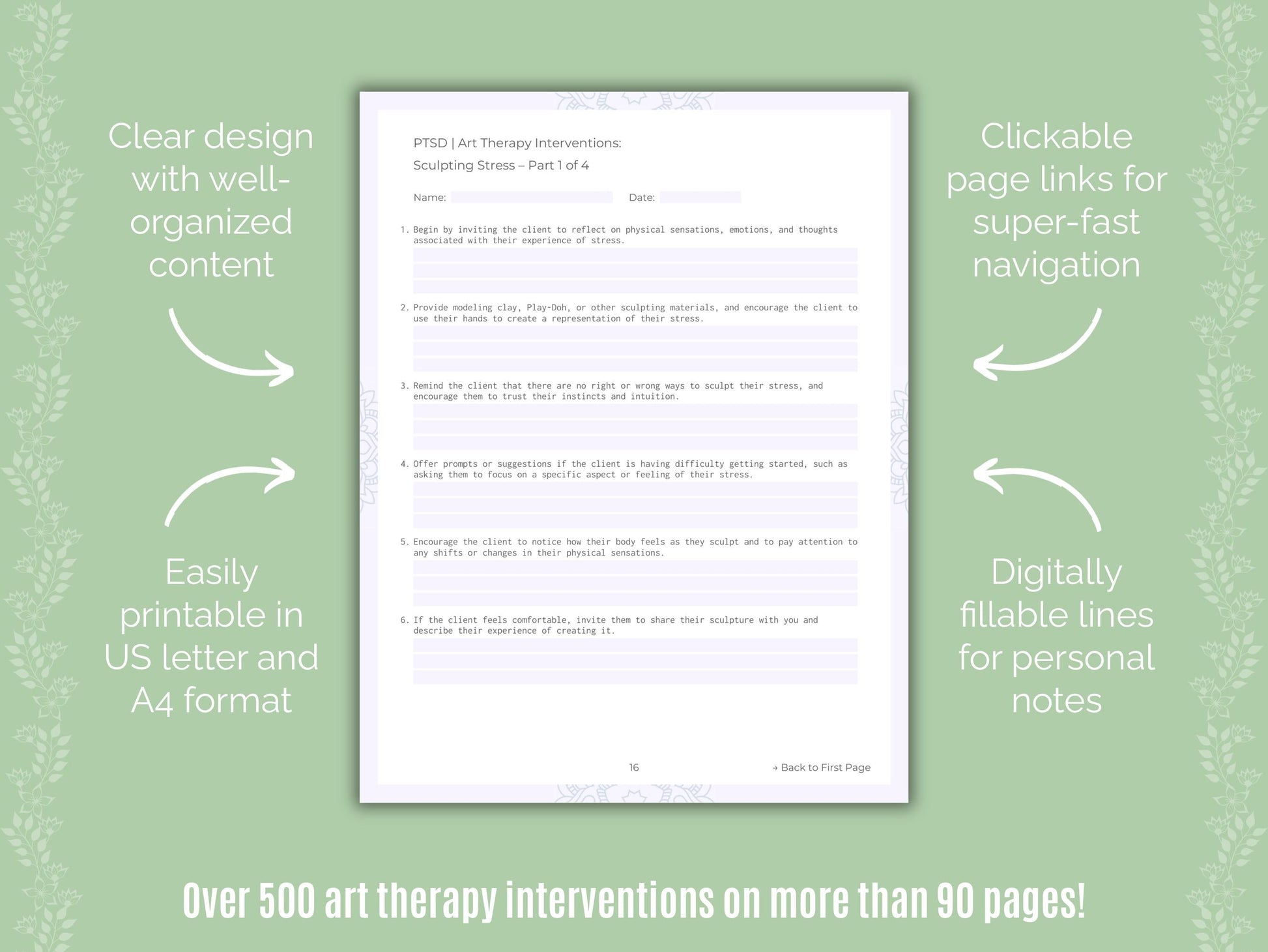 Post-Traumatic Stress Disorder (PTSD) Art Therapy Counseling Templates