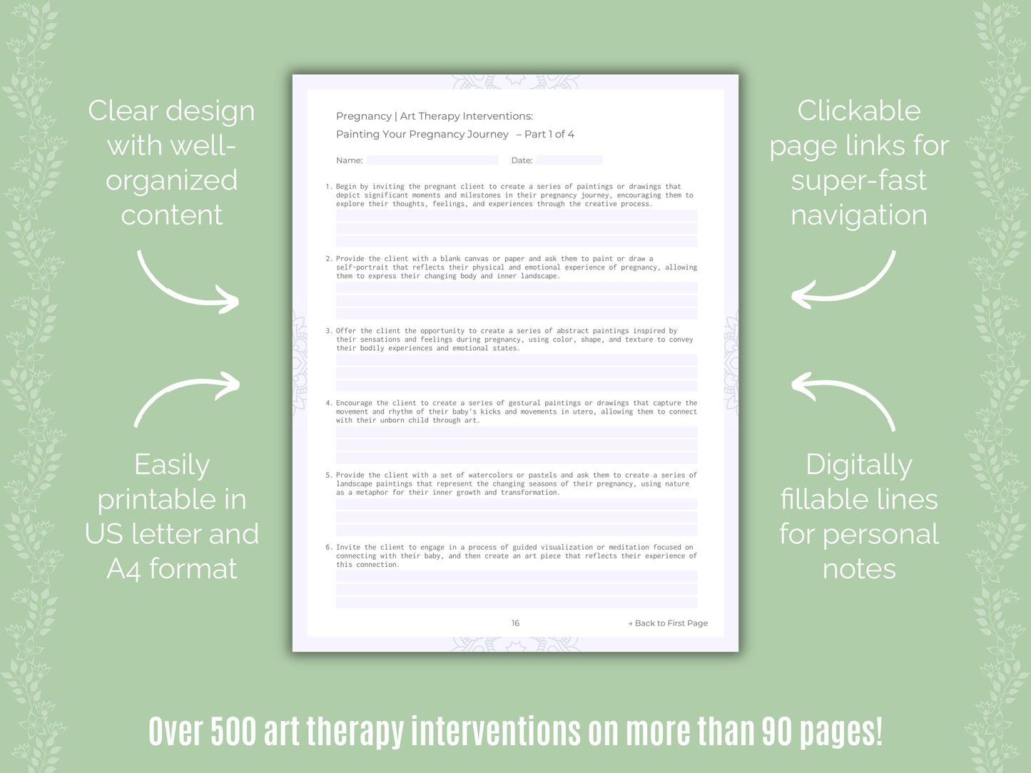 Pregnancy Art Therapy Counseling Templates