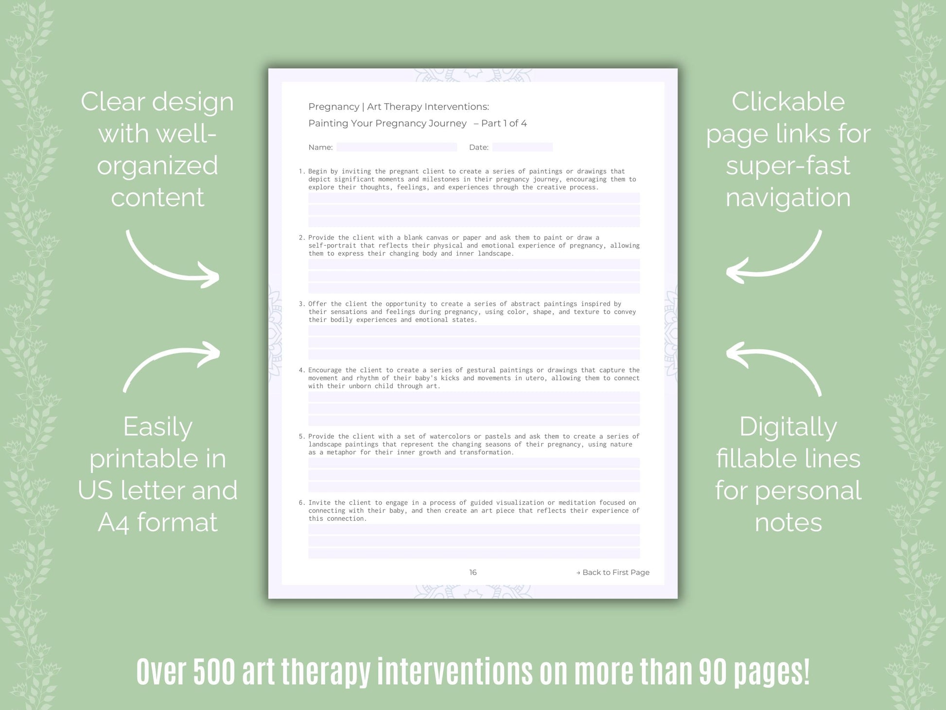 Pregnancy Art Therapy Counseling Templates