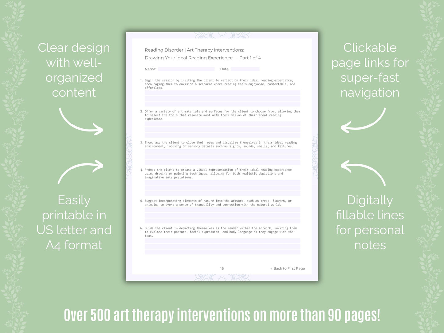 Reading Disorder Art Therapy Counseling Templates