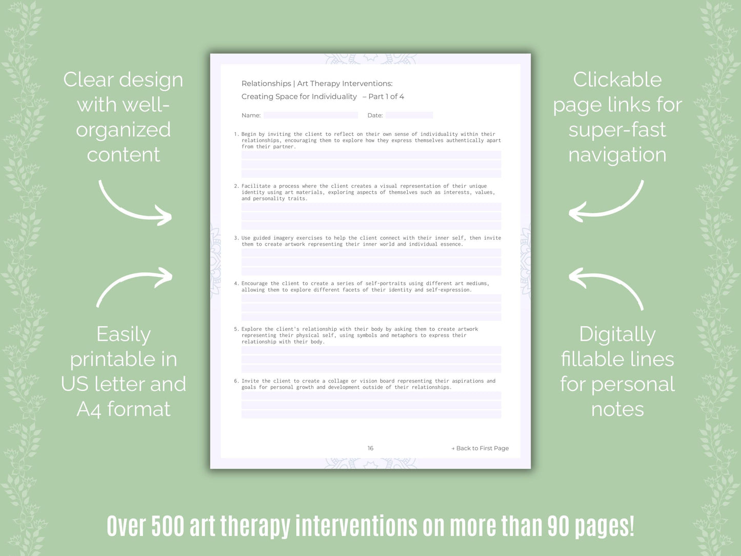 Relationships Art Therapy Counseling Templates