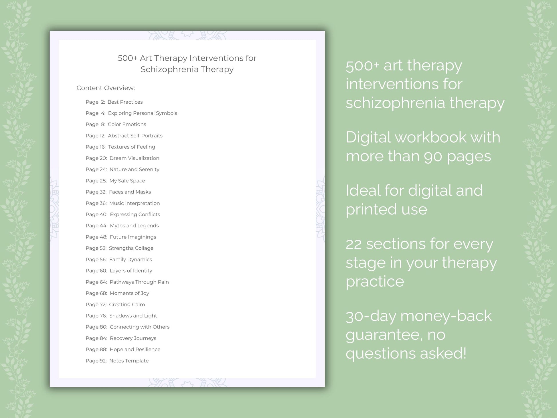 Schizophrenia Art Therapy Therapist Worksheets