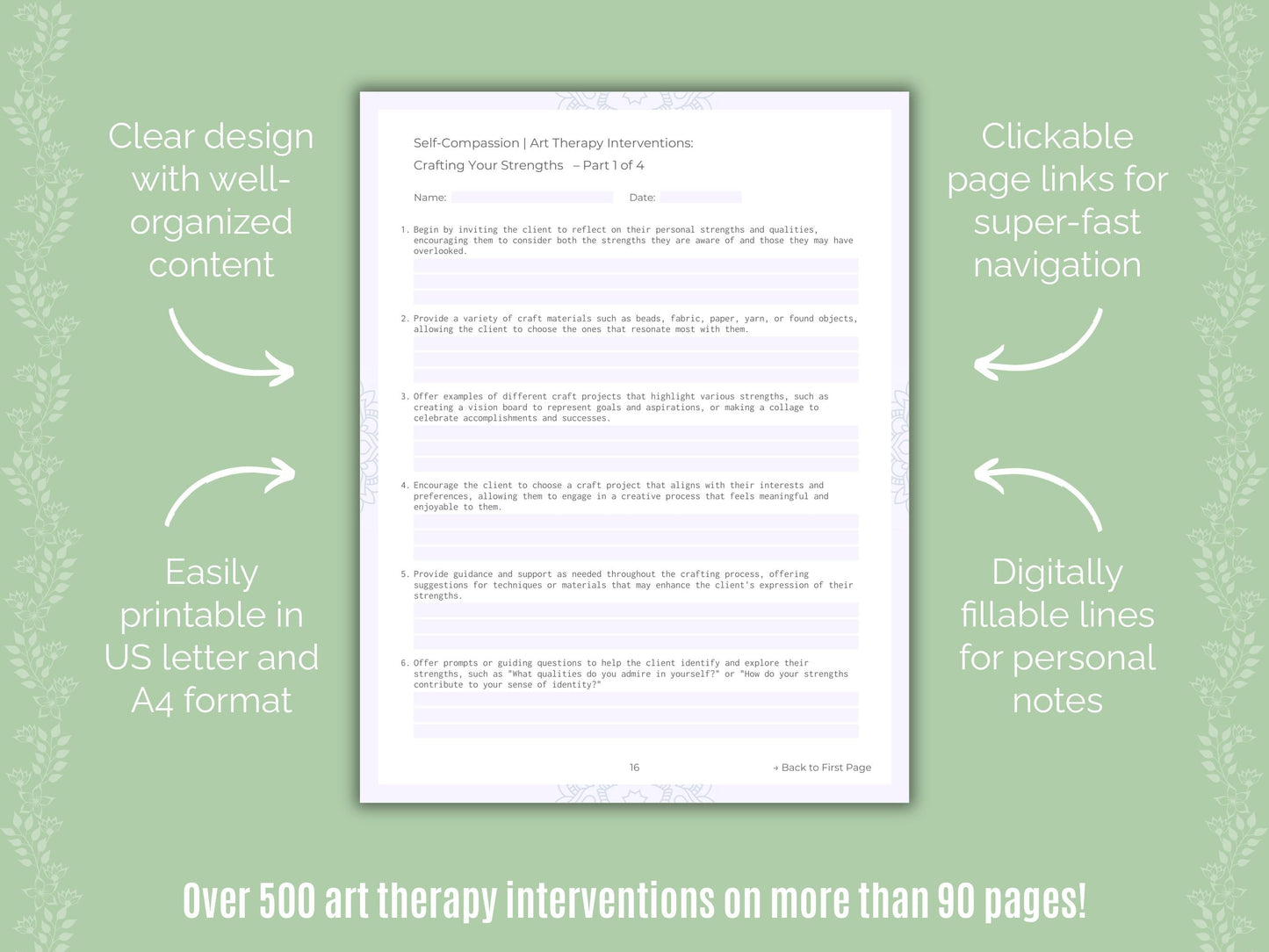 Self-Compassion Art Therapy Counseling Templates