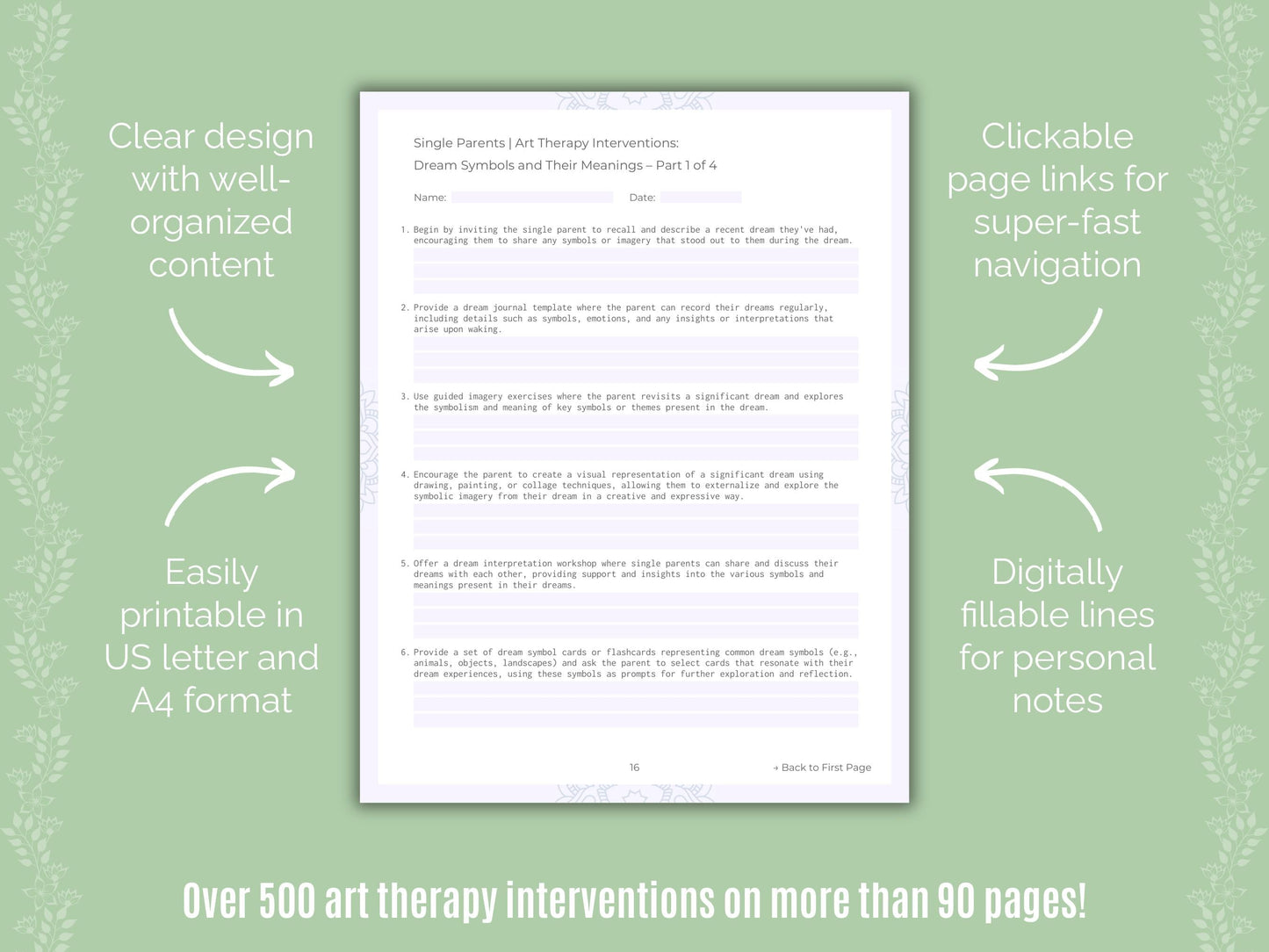 Single Parents Art Therapy Counseling Templates