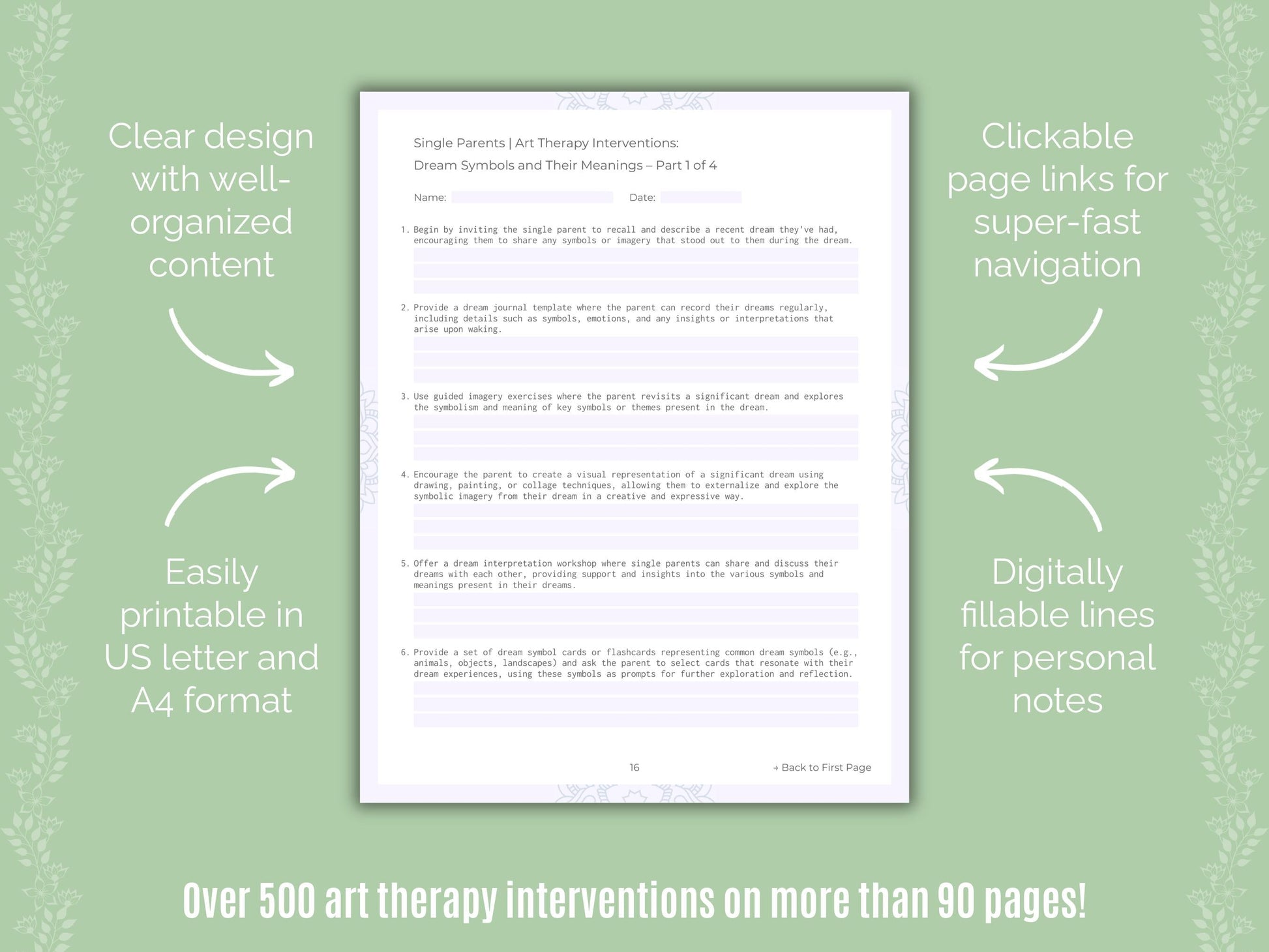 Single Parents Art Therapy Counseling Templates