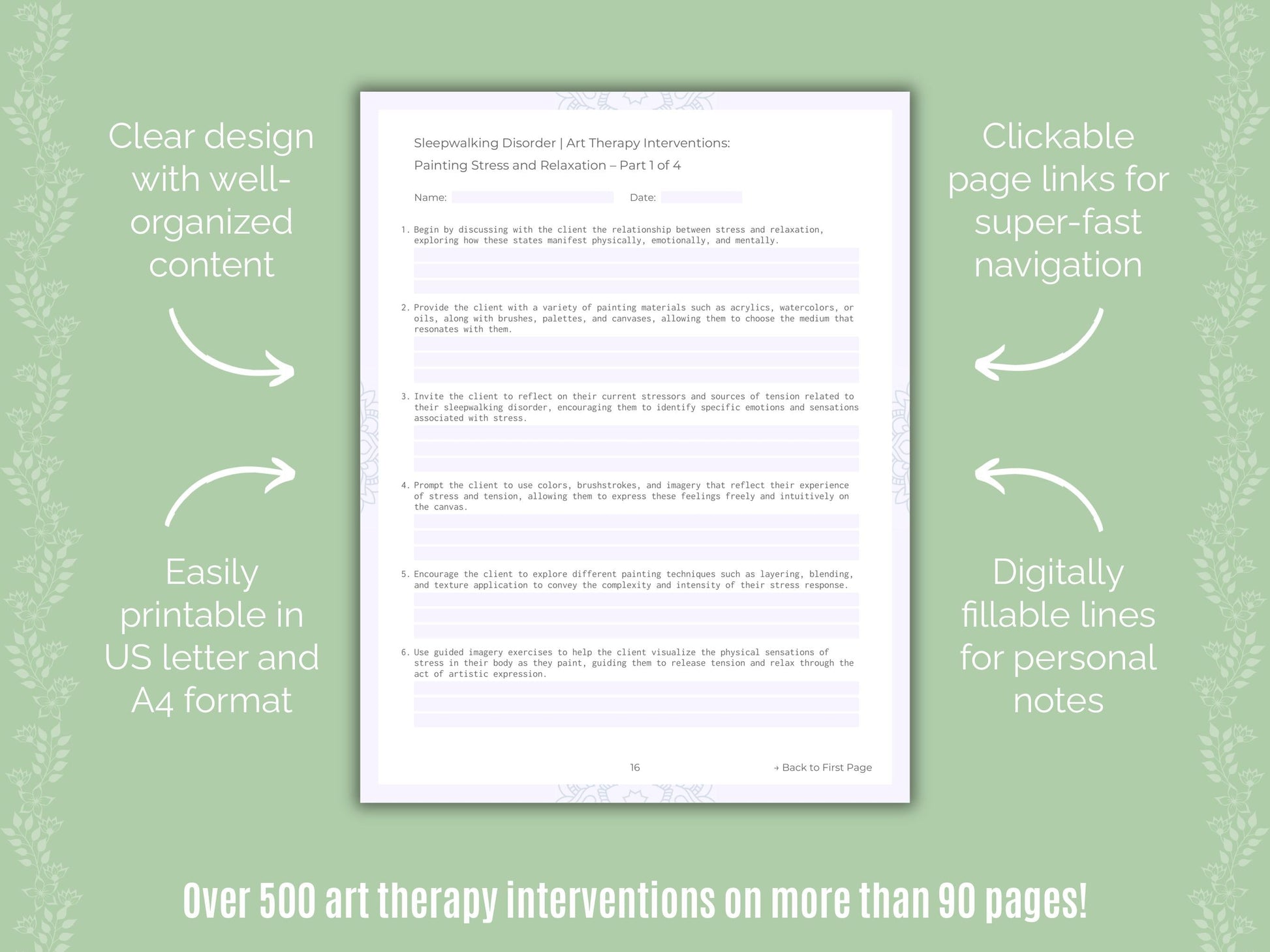 Sleepwalking Disorder Art Therapy Counseling Templates