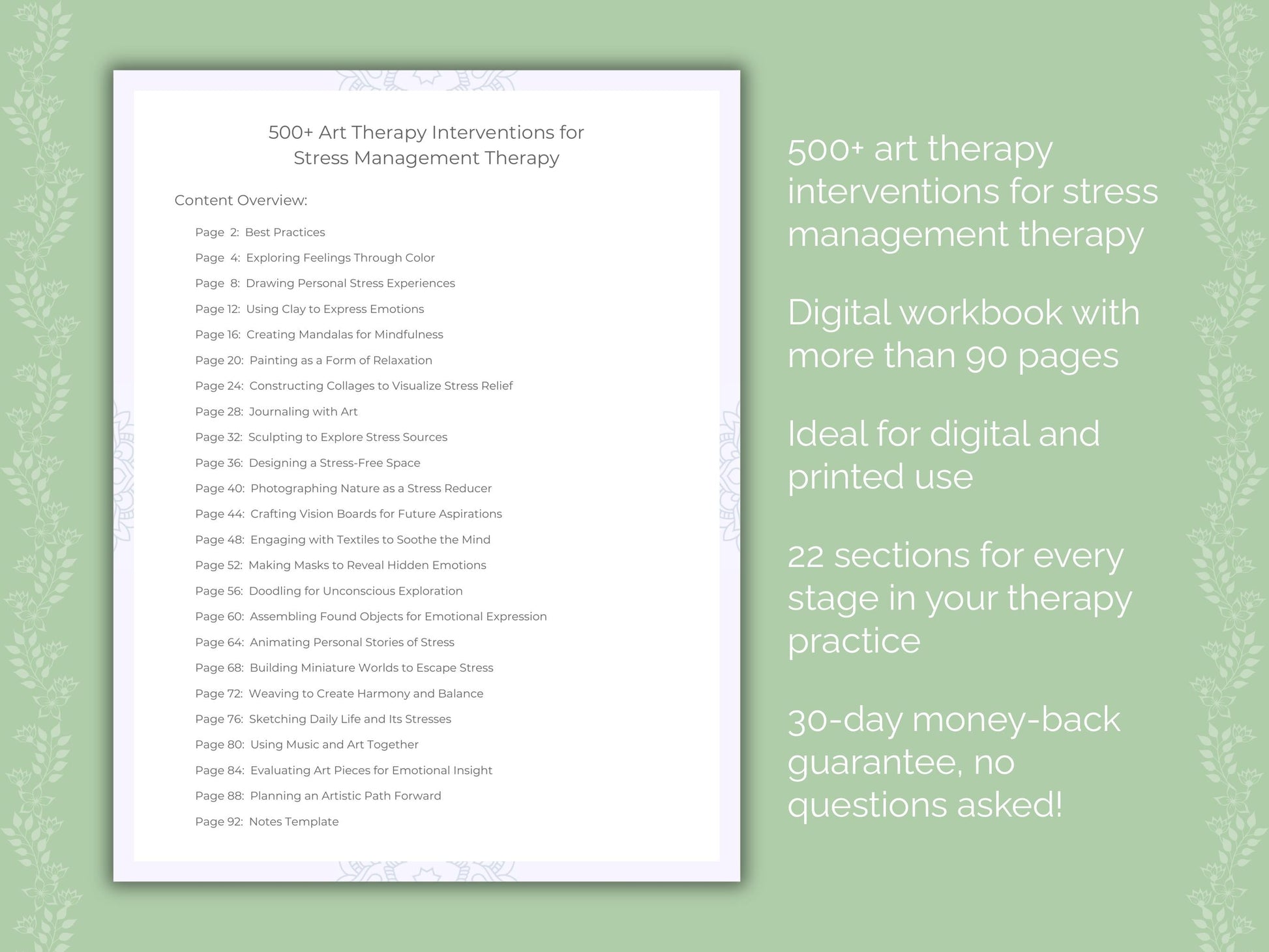 Stress Management Art Therapy Therapist Worksheets