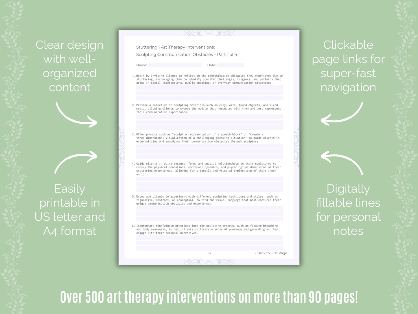 Stuttering Art Therapy Counseling Templates