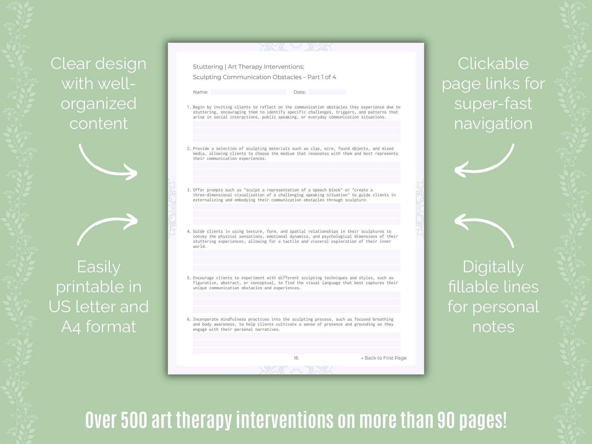 Stuttering Art Therapy Counseling Templates