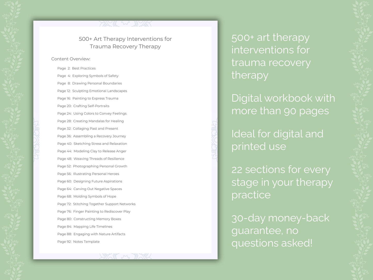 Trauma Recovery Art Therapy Therapist Worksheets