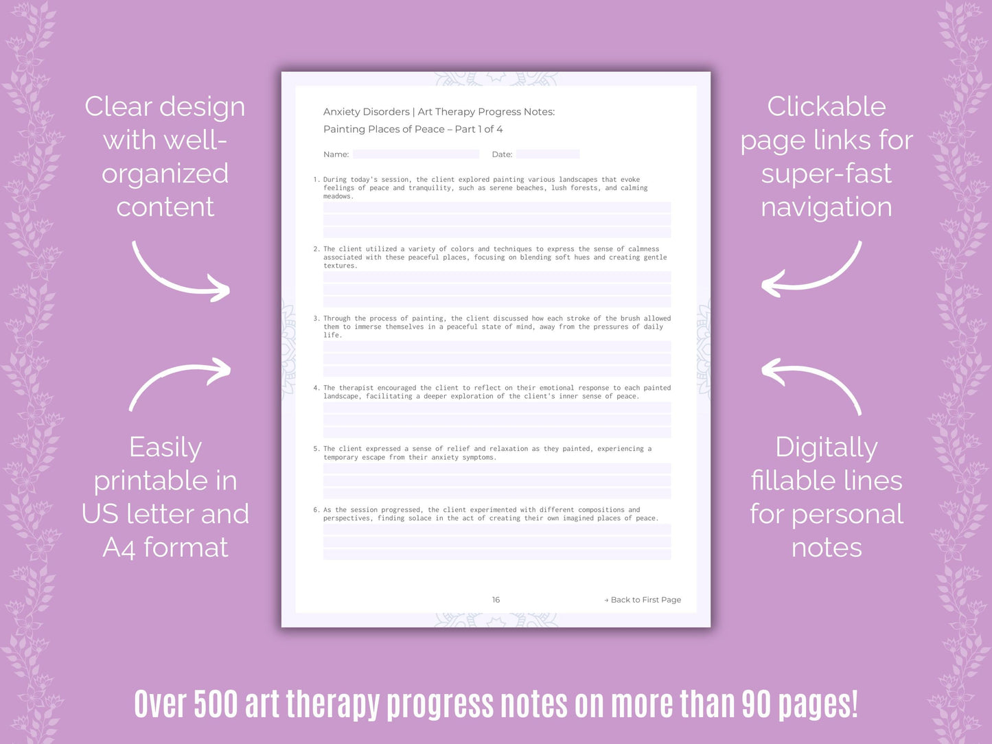 Anxiety Disorders Art Therapy Counseling Templates