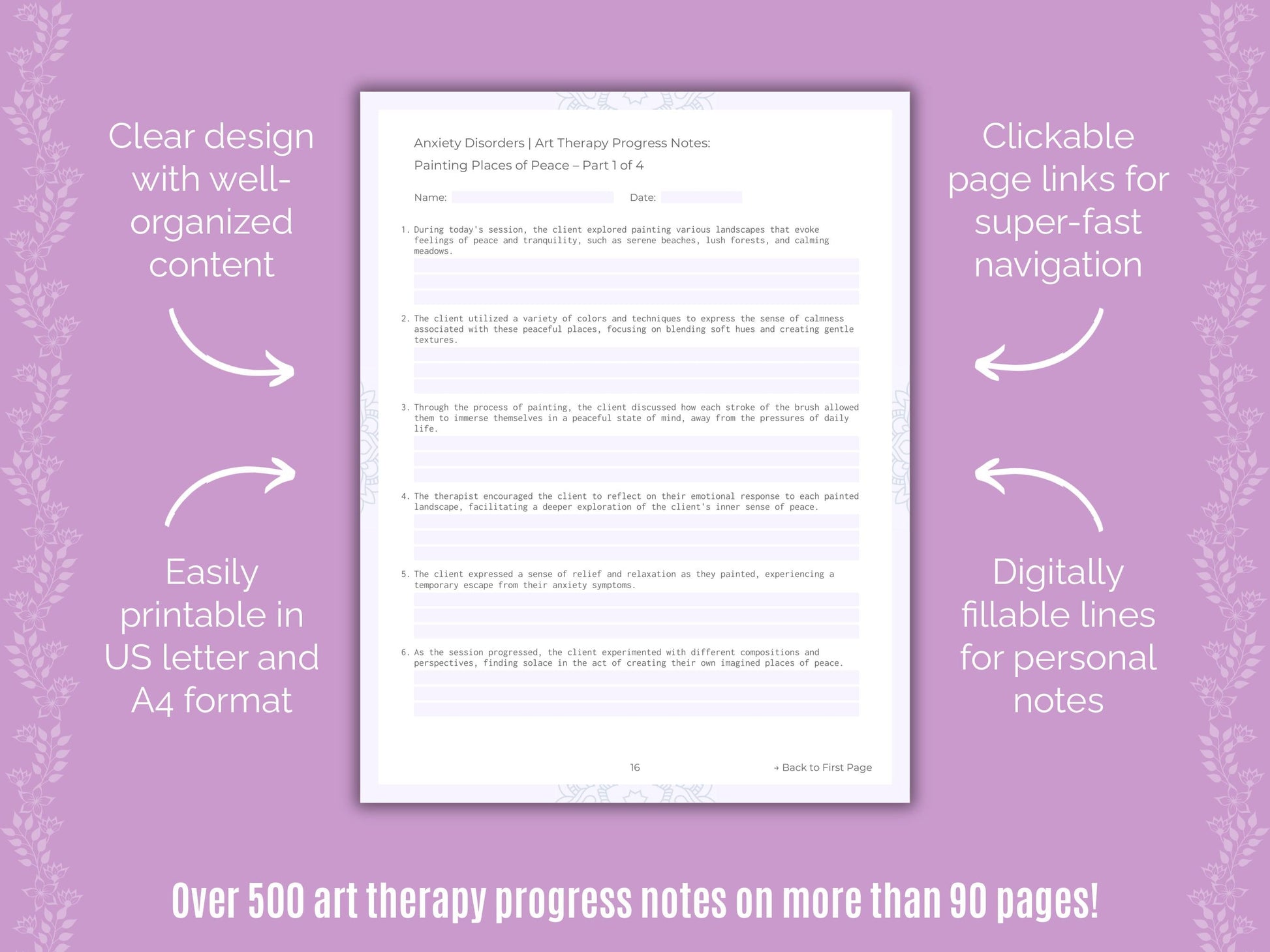 Anxiety Disorders Art Therapy Counseling Templates