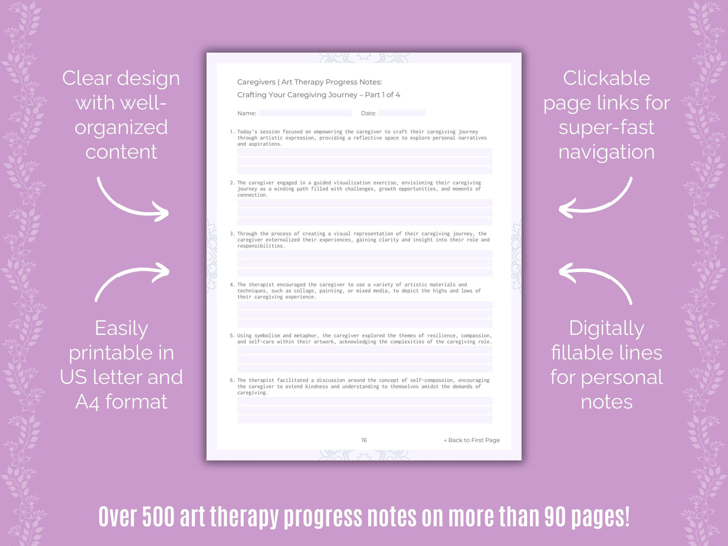 Caregivers Art Therapy Counseling Templates