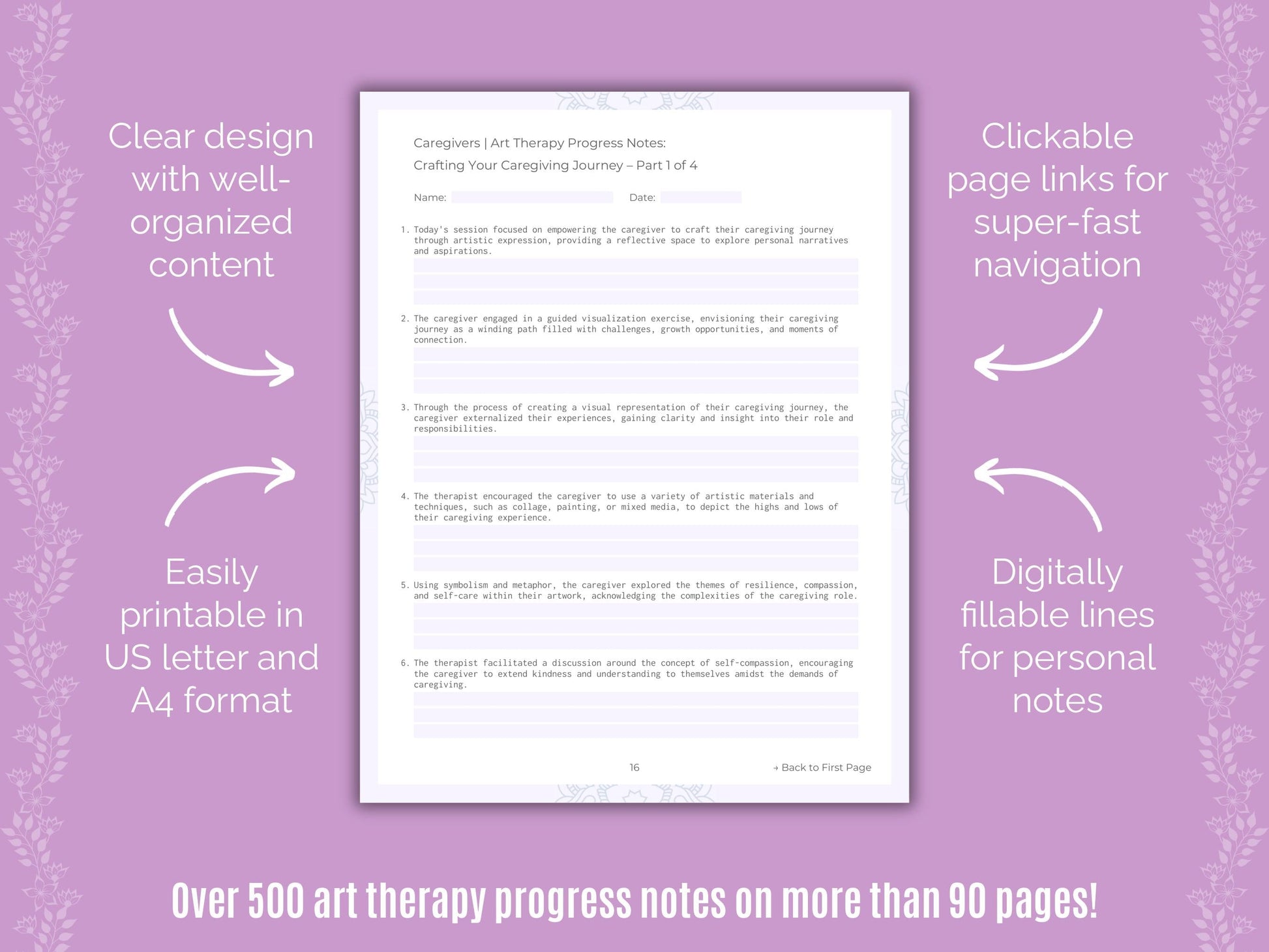 Caregivers Art Therapy Counseling Templates