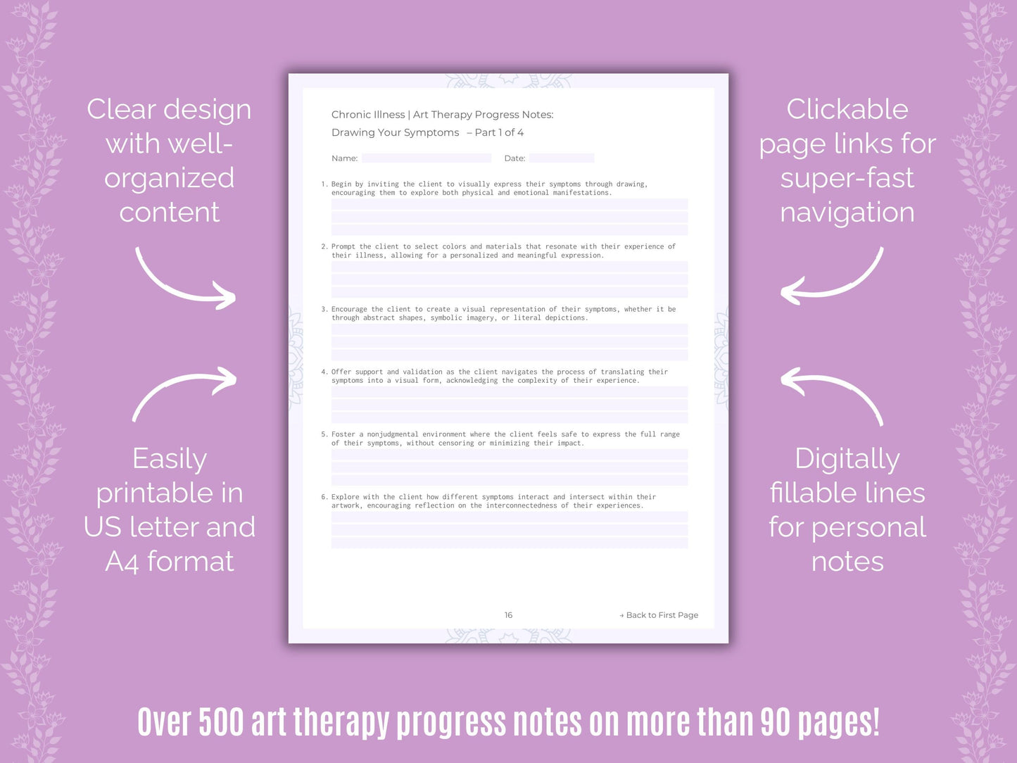 Chronic Illness Art Therapy Counseling Templates