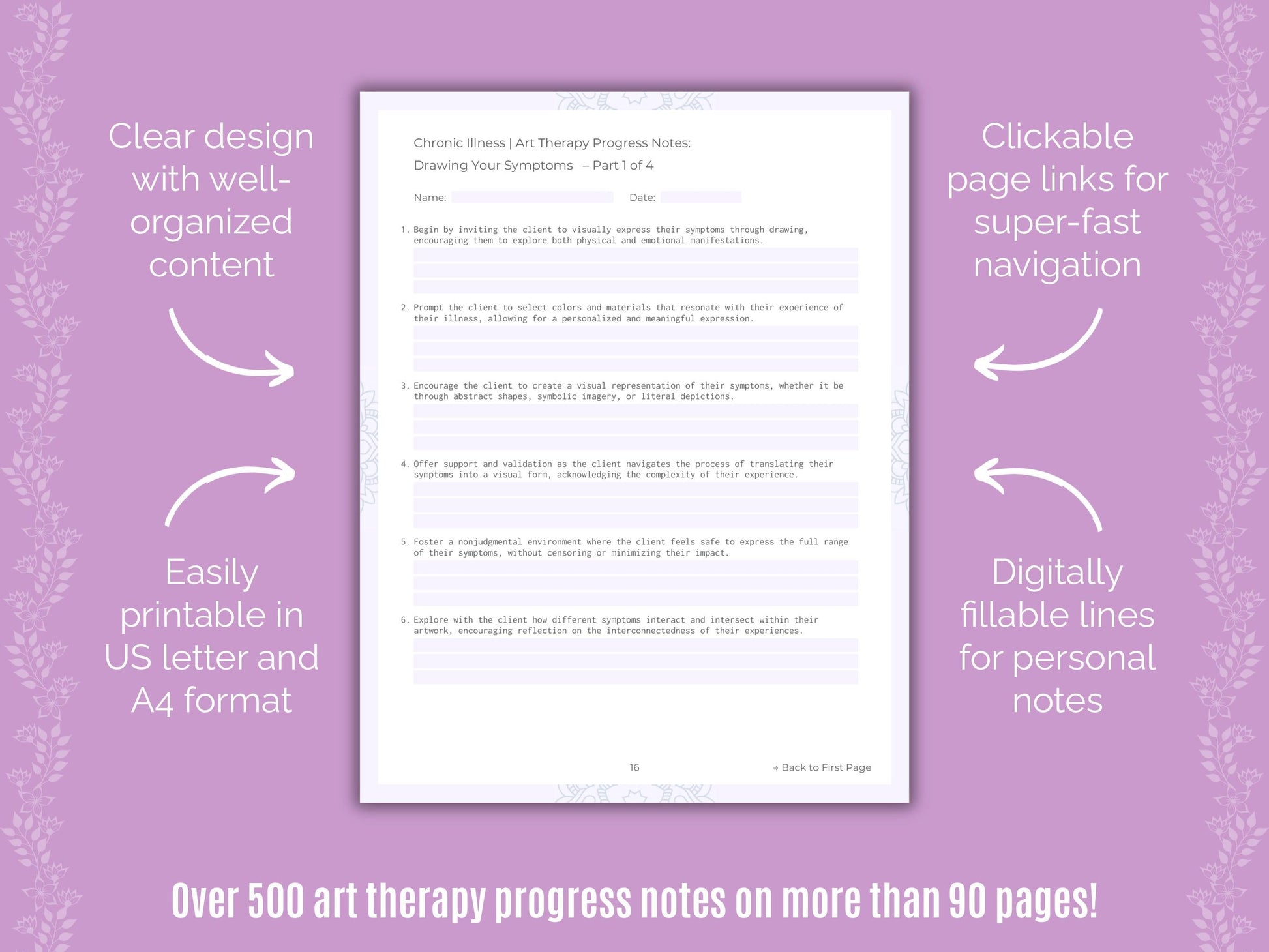 Chronic Illness Art Therapy Counseling Templates