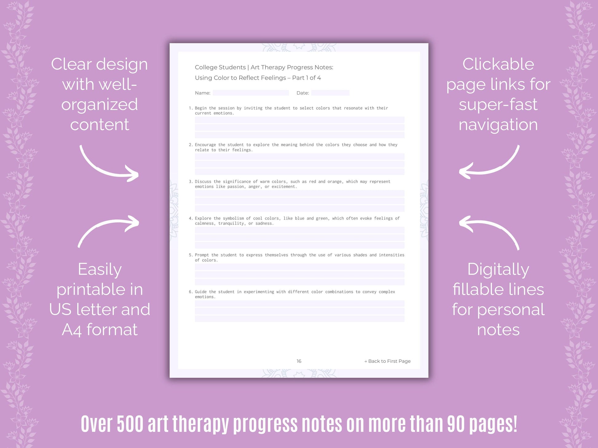 College Students Art Therapy Counseling Templates