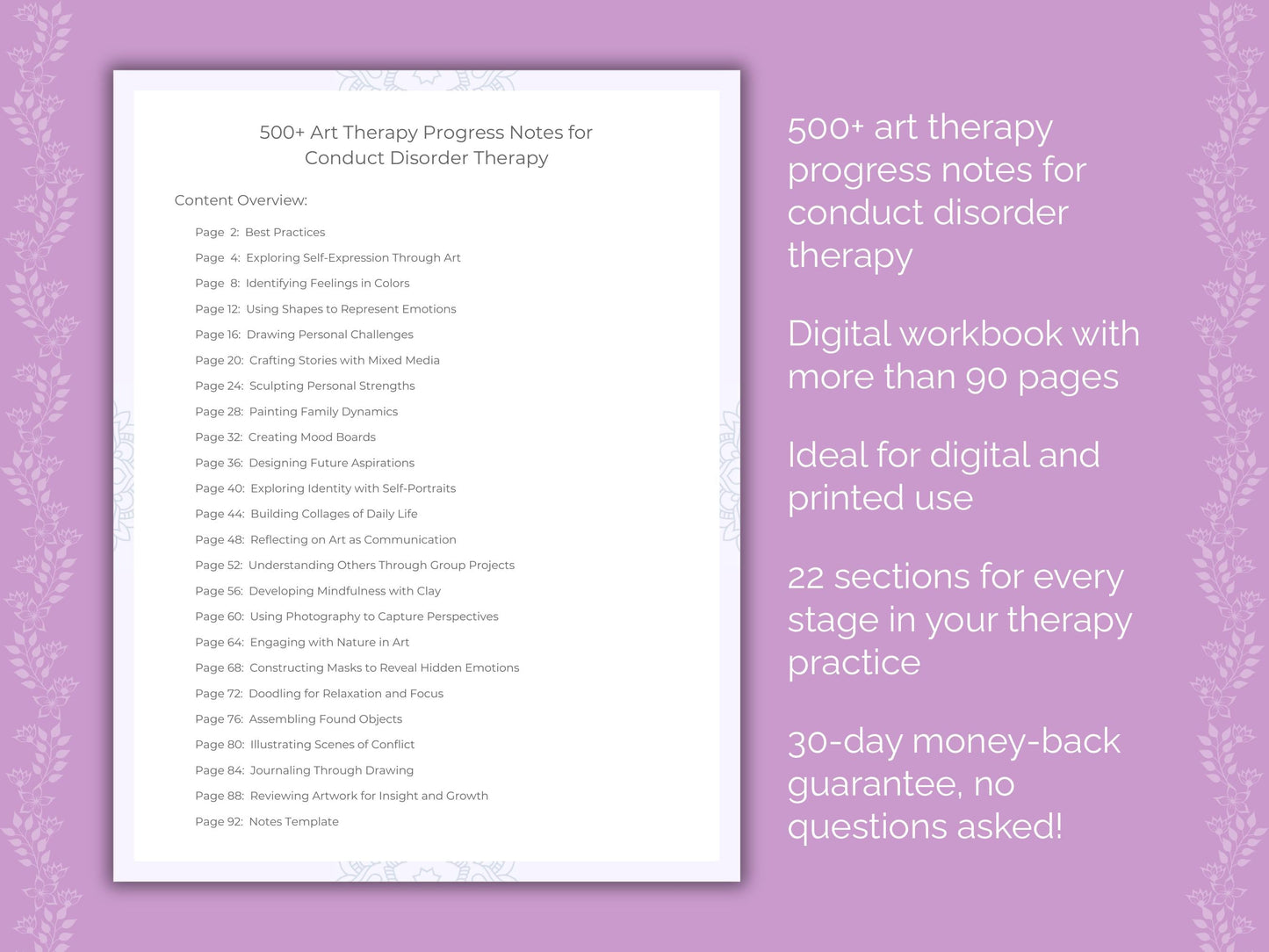 Conduct Disorder Art Therapy Therapist Worksheets