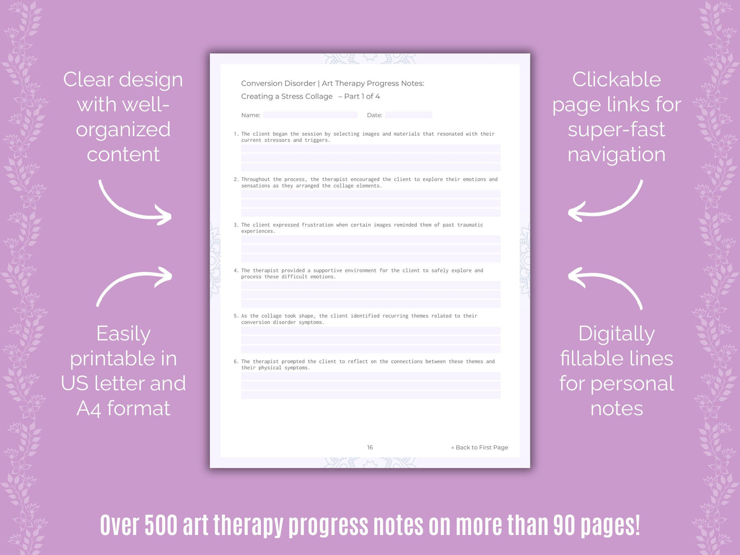 Conversion Disorder Art Therapy Counseling Templates