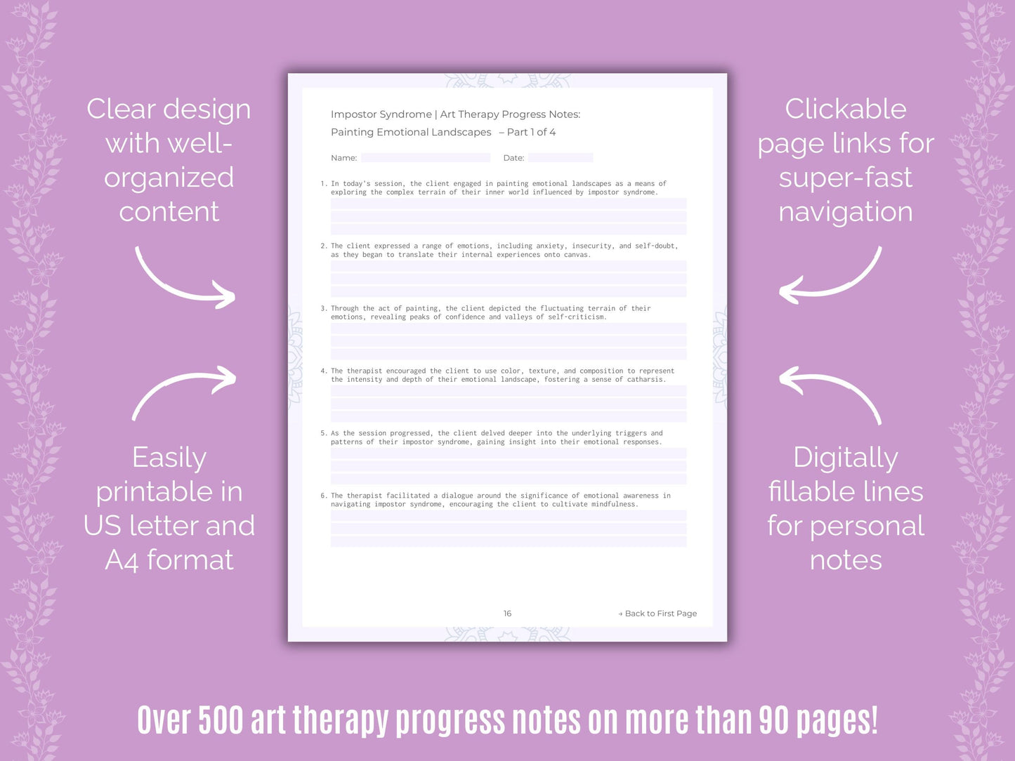 Impostor Syndrome Art Therapy Counseling Templates