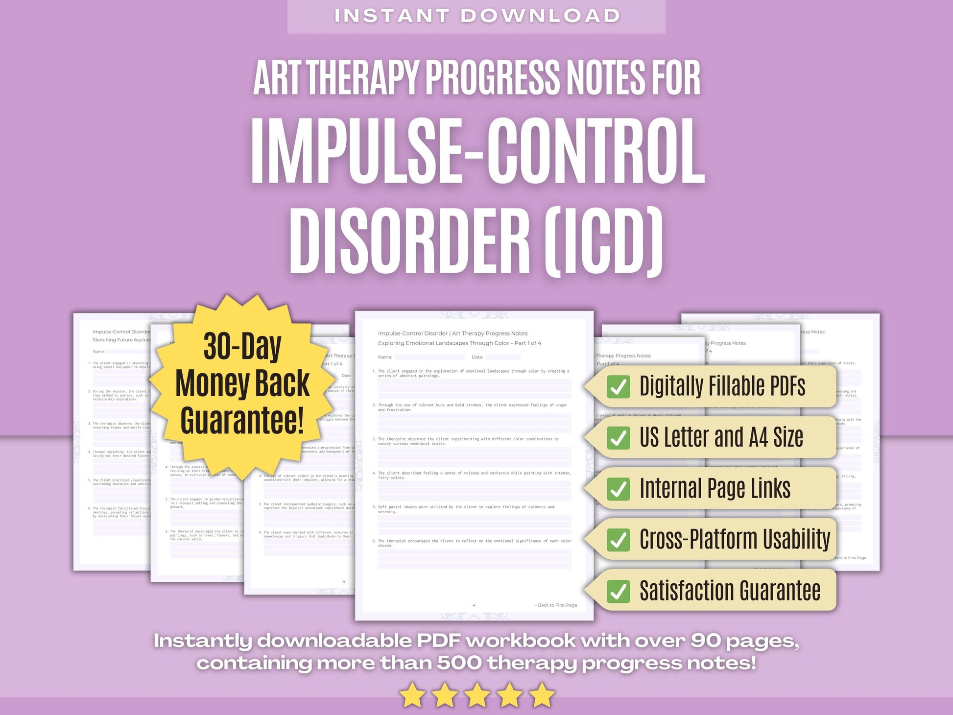 Impulse-Control Disorder (ICD) Art Therapy Psychology Workbooks