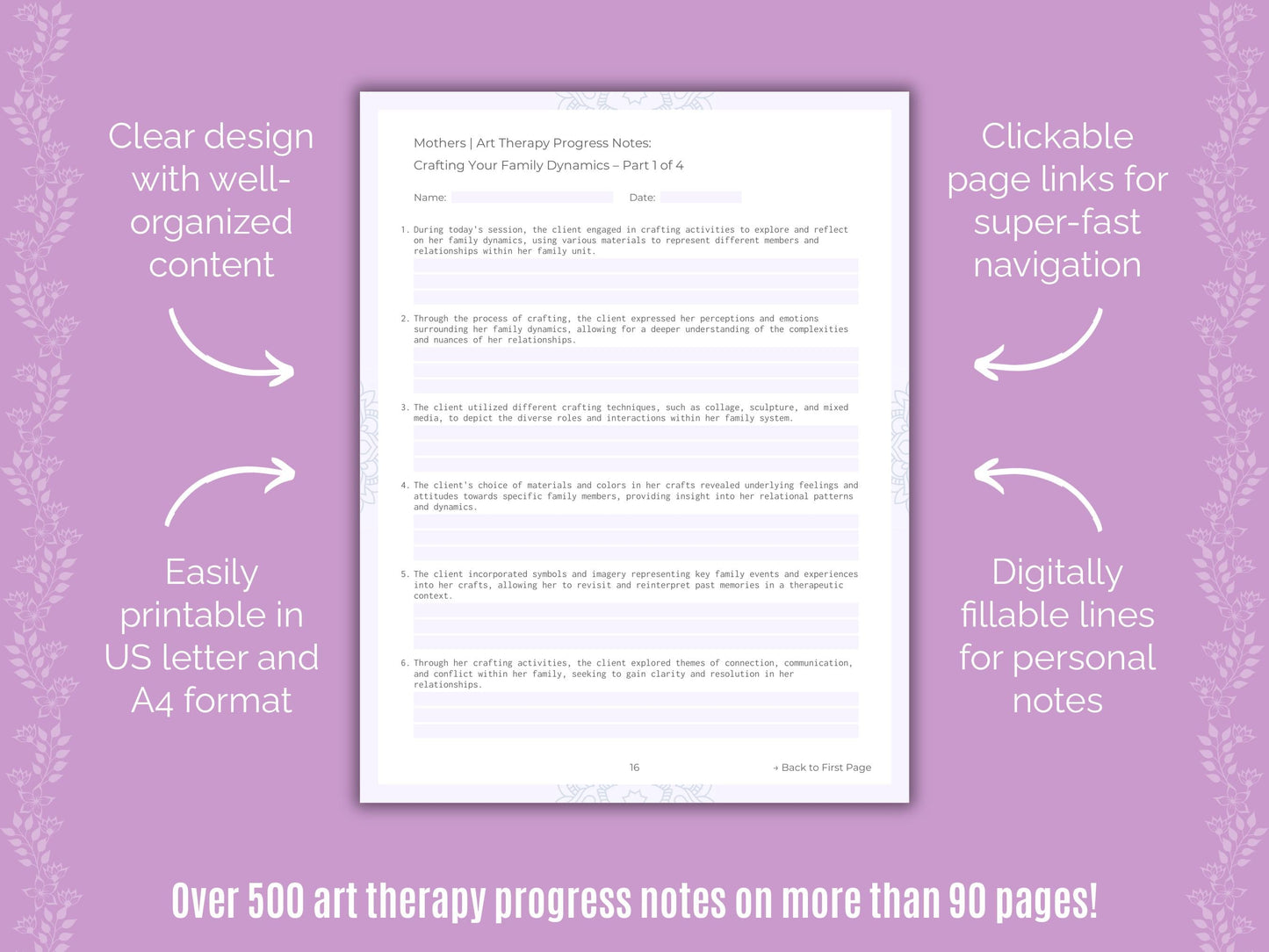 Mothers Art Therapy Counseling Templates