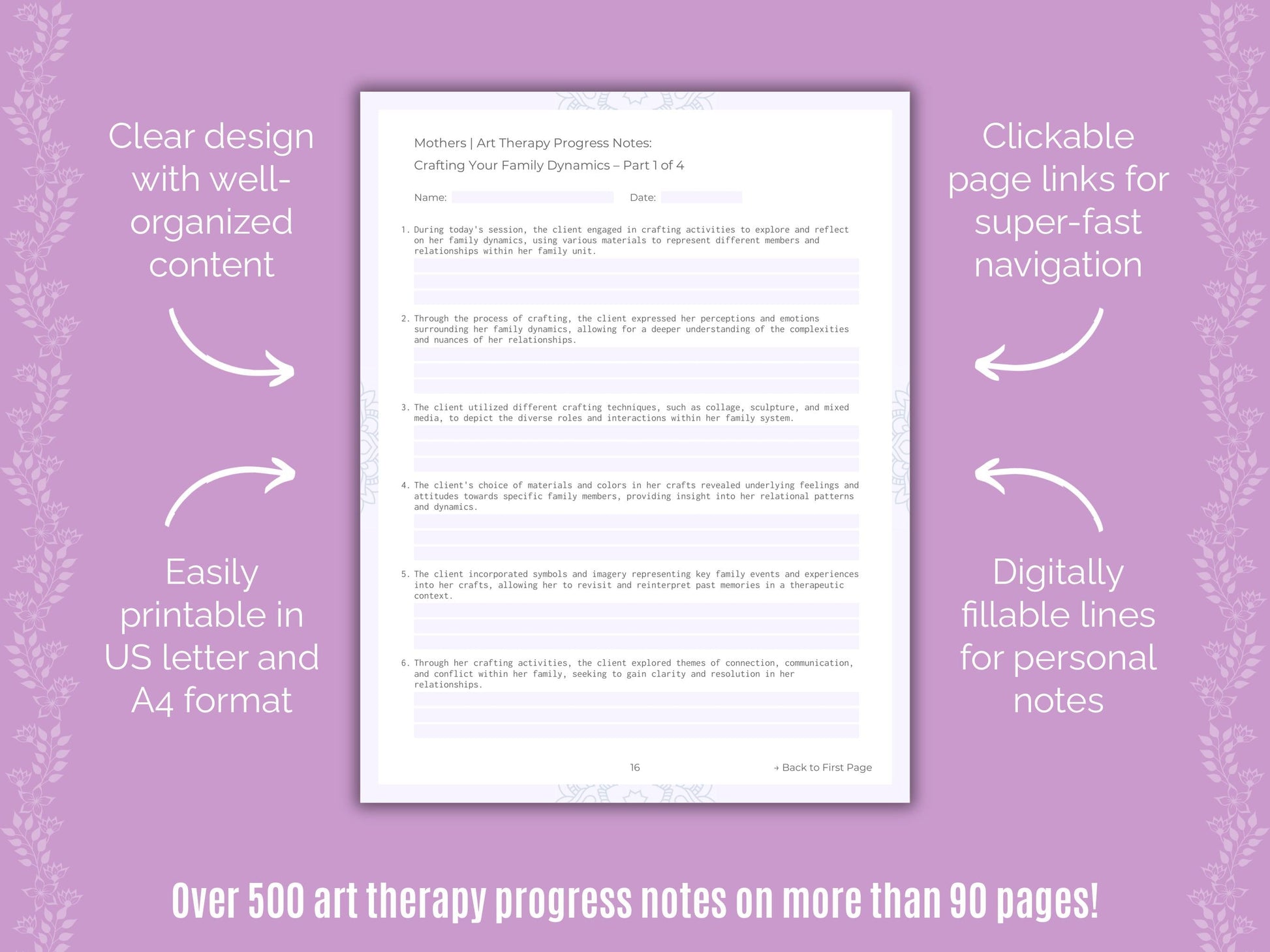 Mothers Art Therapy Counseling Templates