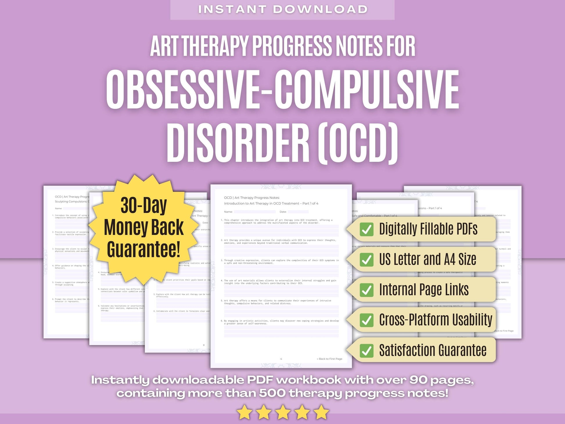 Obsessive-Compulsive Disorder (OCD) Art Therapy Psychology Workbooks