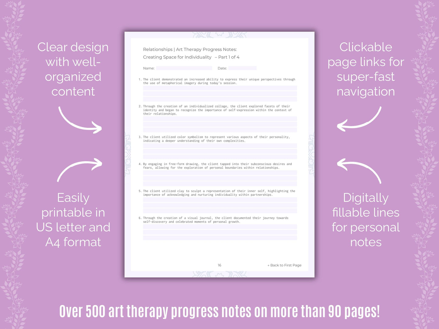 Relationships Art Therapy Counseling Templates