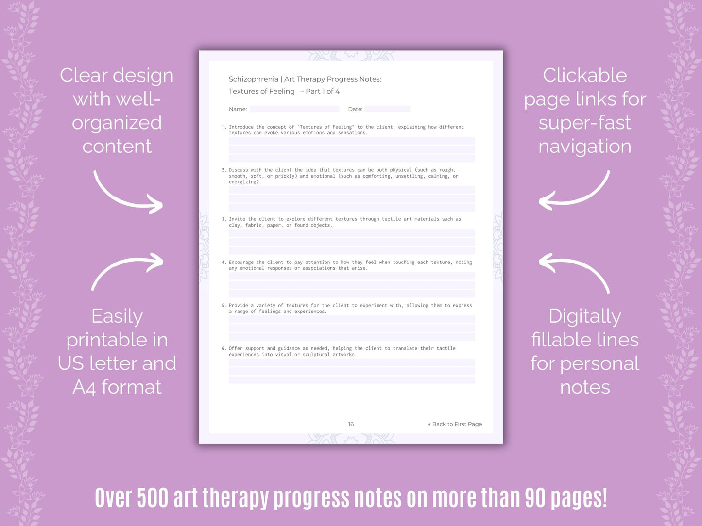 Schizophrenia Art Therapy Counseling Templates