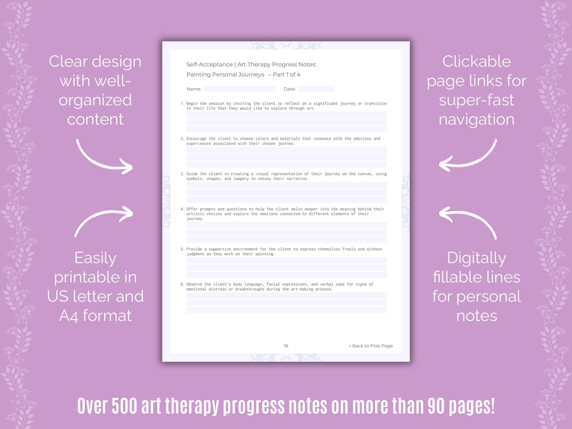 Self-Acceptance Art Therapy Counseling Templates