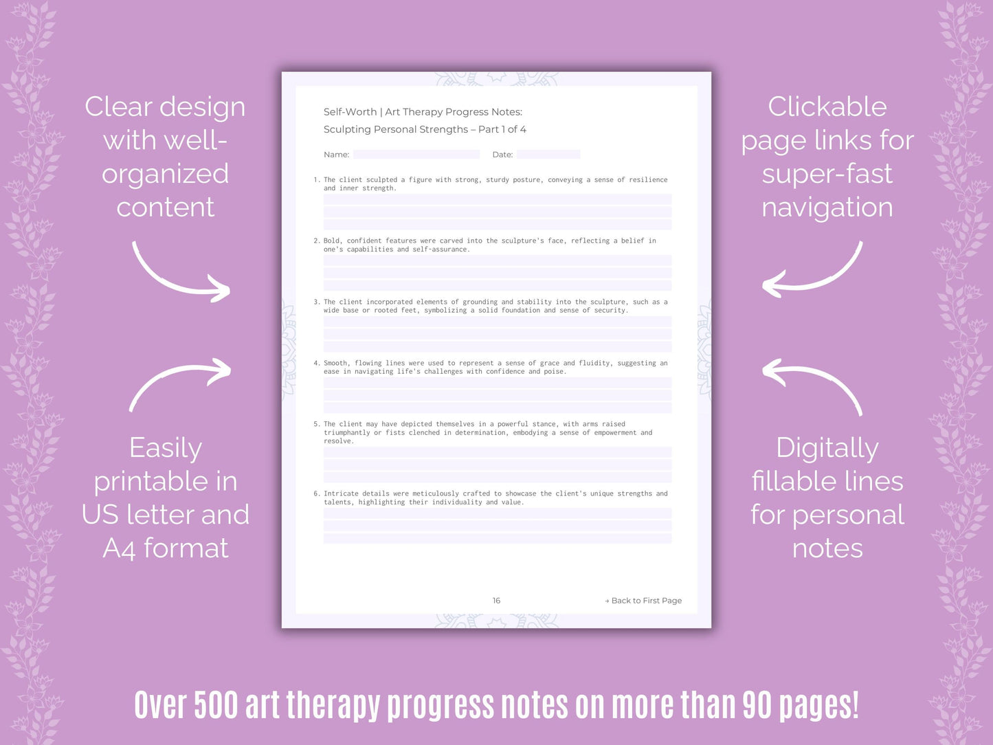 Self-Worth Art Therapy Counseling Templates