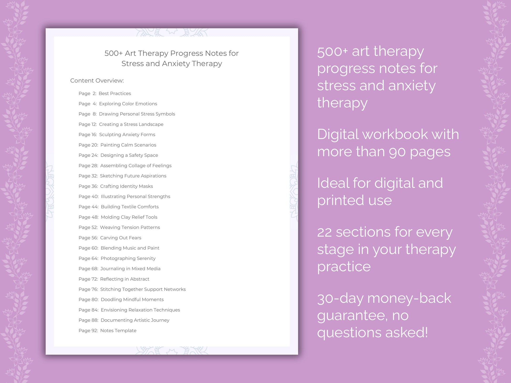 Stress and Anxiety Art Therapy Therapist Worksheets