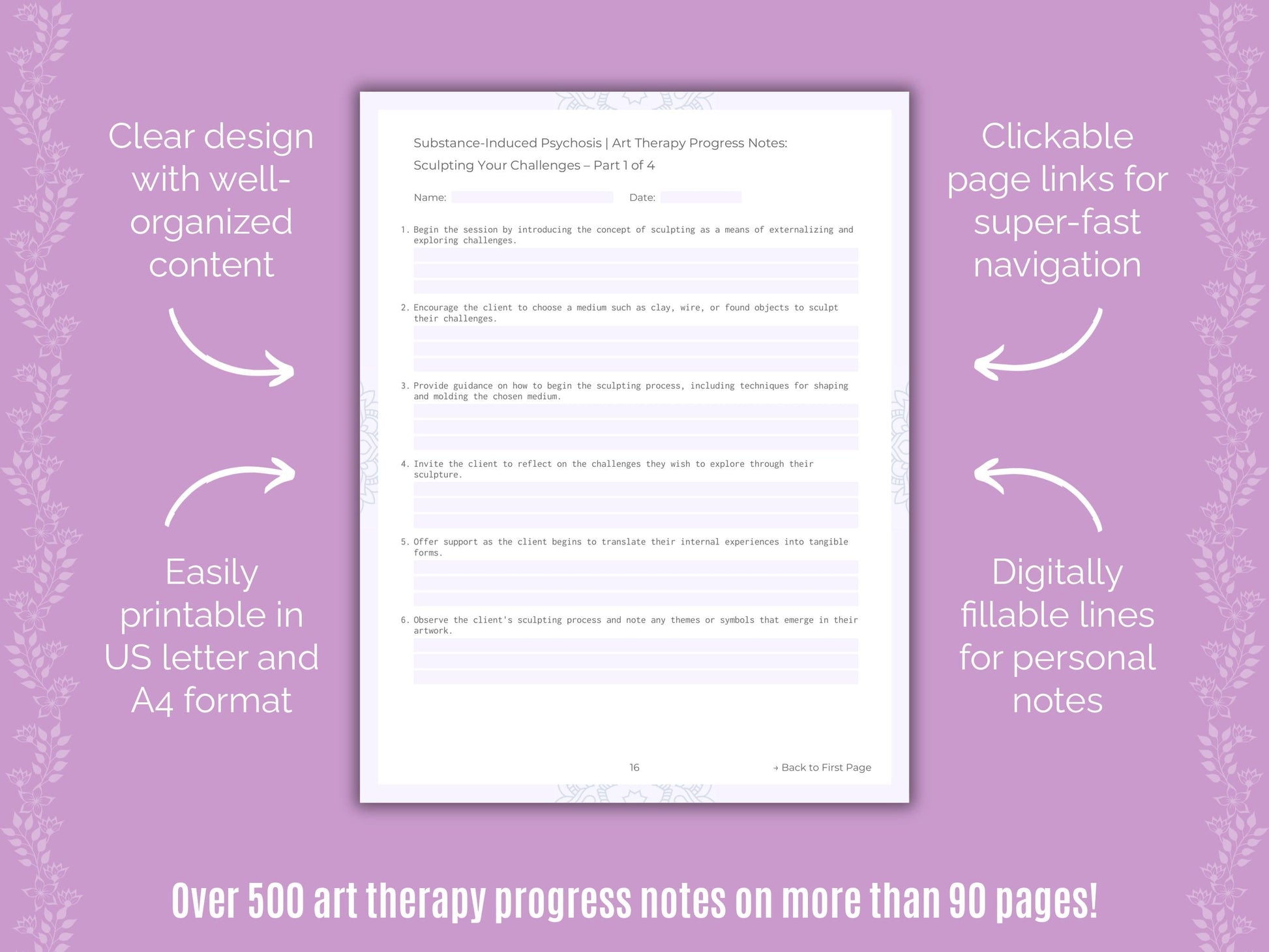 Substance-Induced Psychosis Art Therapy Counseling Templates