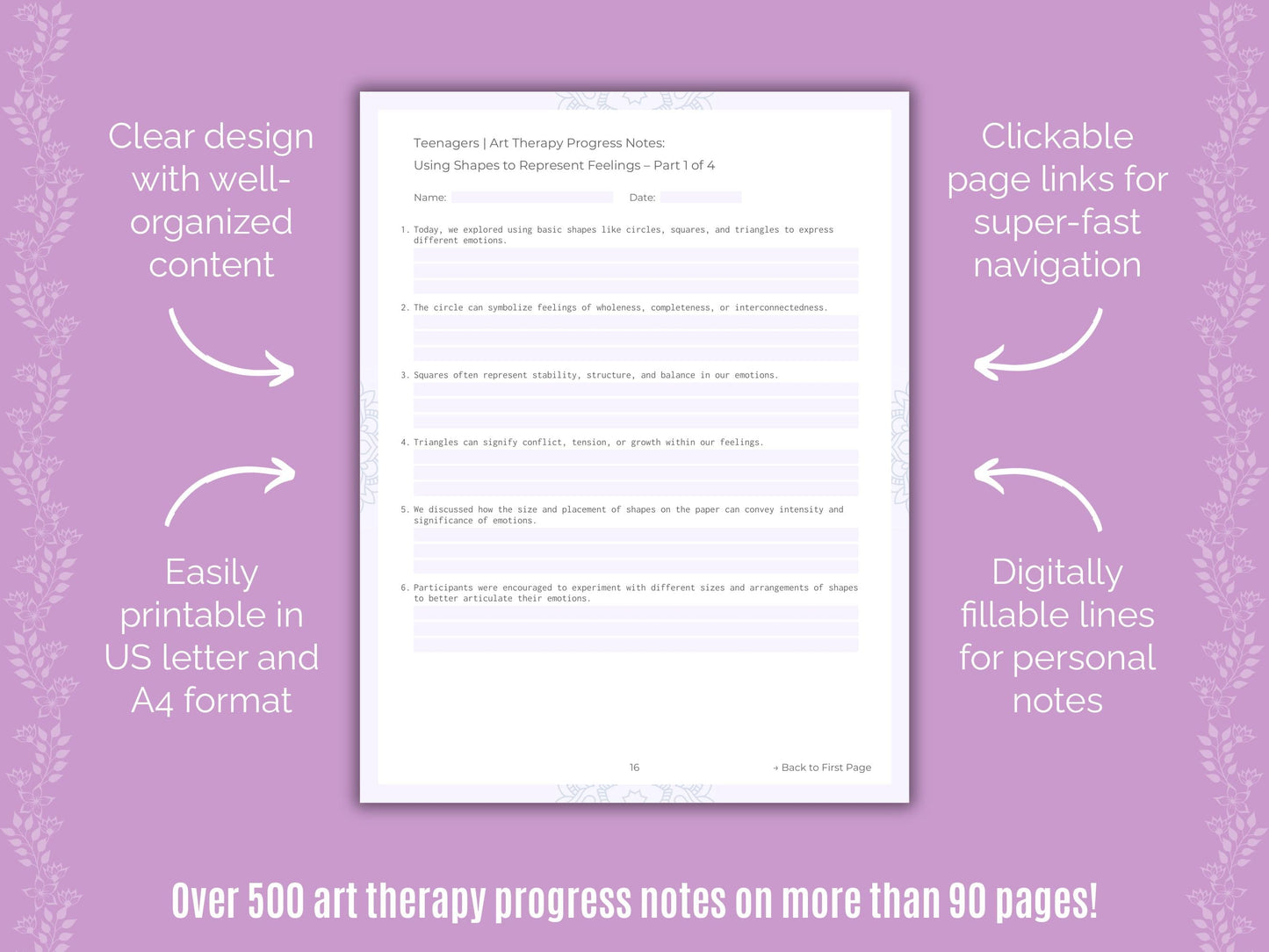 Teenagers Art Therapy Counseling Templates