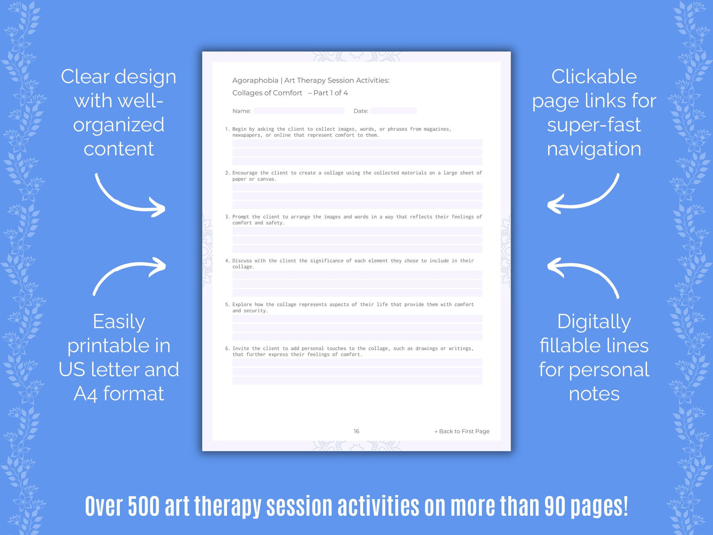 Agoraphobia Art Therapy Counseling Templates